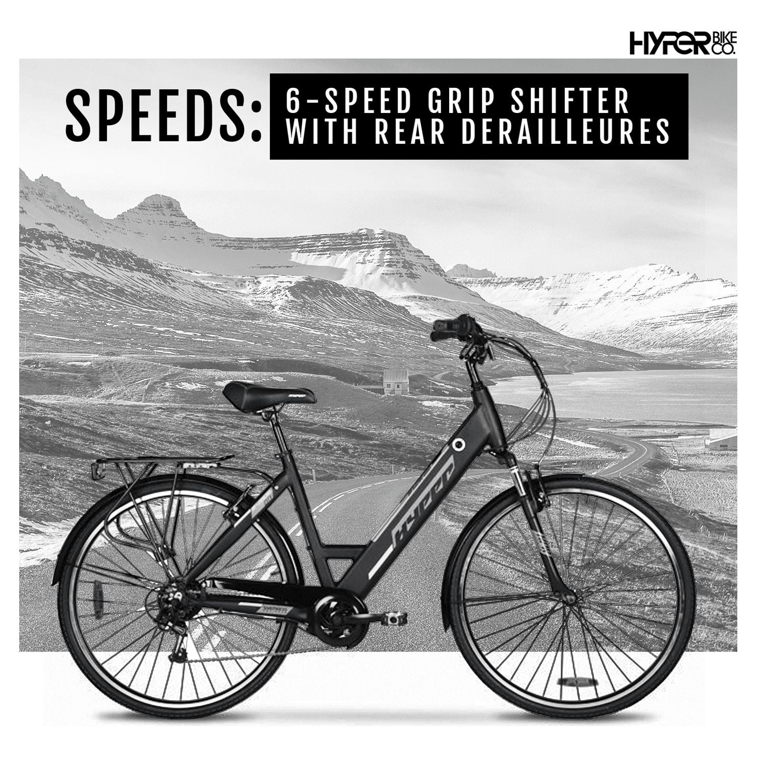 Hyper Bicycles 36V Class 2 700C Electric Commuter E-Bike, Adult Ages 13+, Pedal-Assist, 250W Motor, Black Electric Bikes