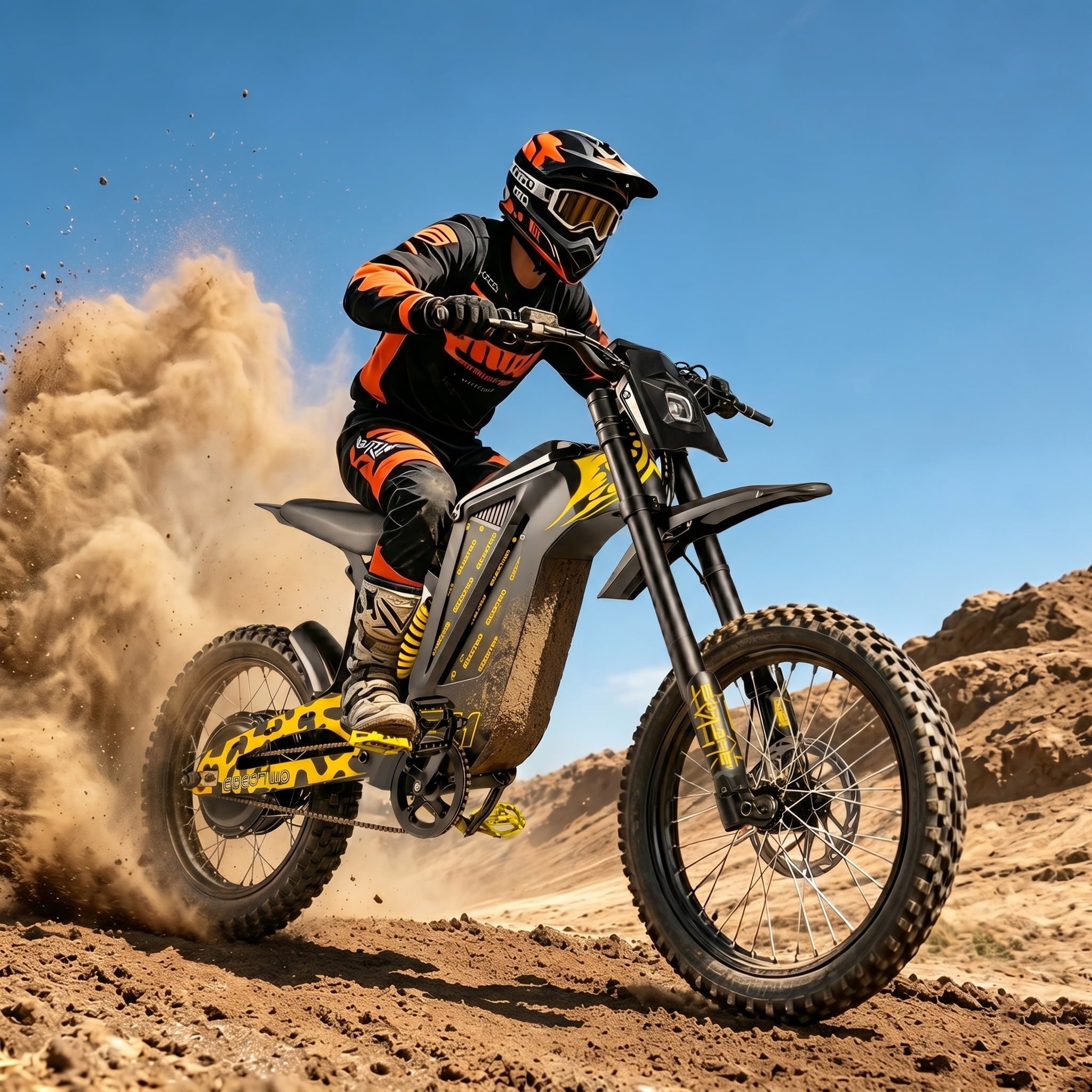 EOEOTWO EX1 Adult Off-Road Electric Bike, 3000W Motor & 40MPH Top Speed, 48V 25Ah Battery for 50-Mile Range, Dual Shock Dirt Bike with 17 Tires & Hydraulic Brakes UL 2849 Electric Bikes