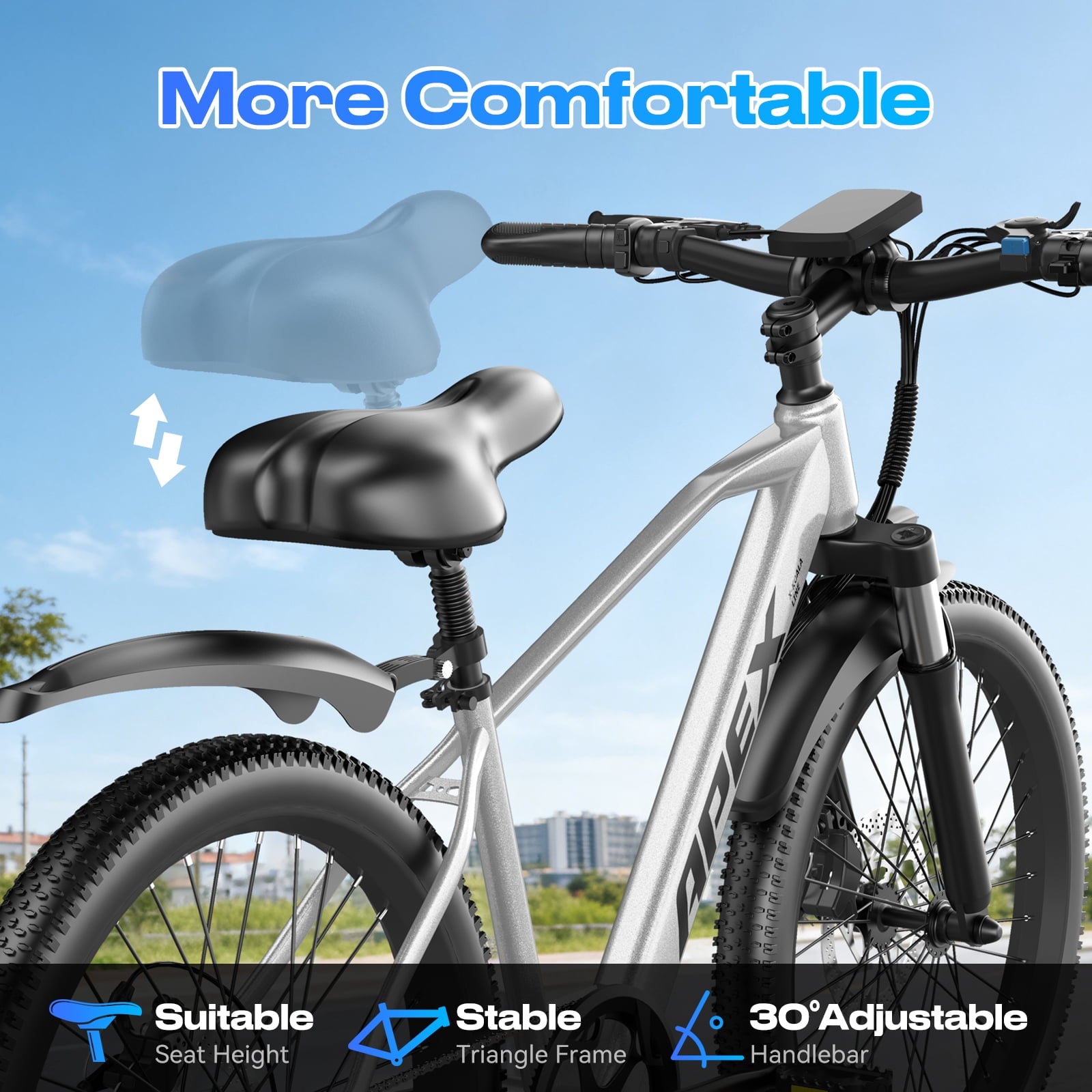 26 Electric Bike for Adults - 1200W Peak Motor, 28 MPH, 50 Mile Range, Removable 36V 13Ah Battery, 7-Speed, UL2849 Certified Commuter E-Bike Electric Bikes