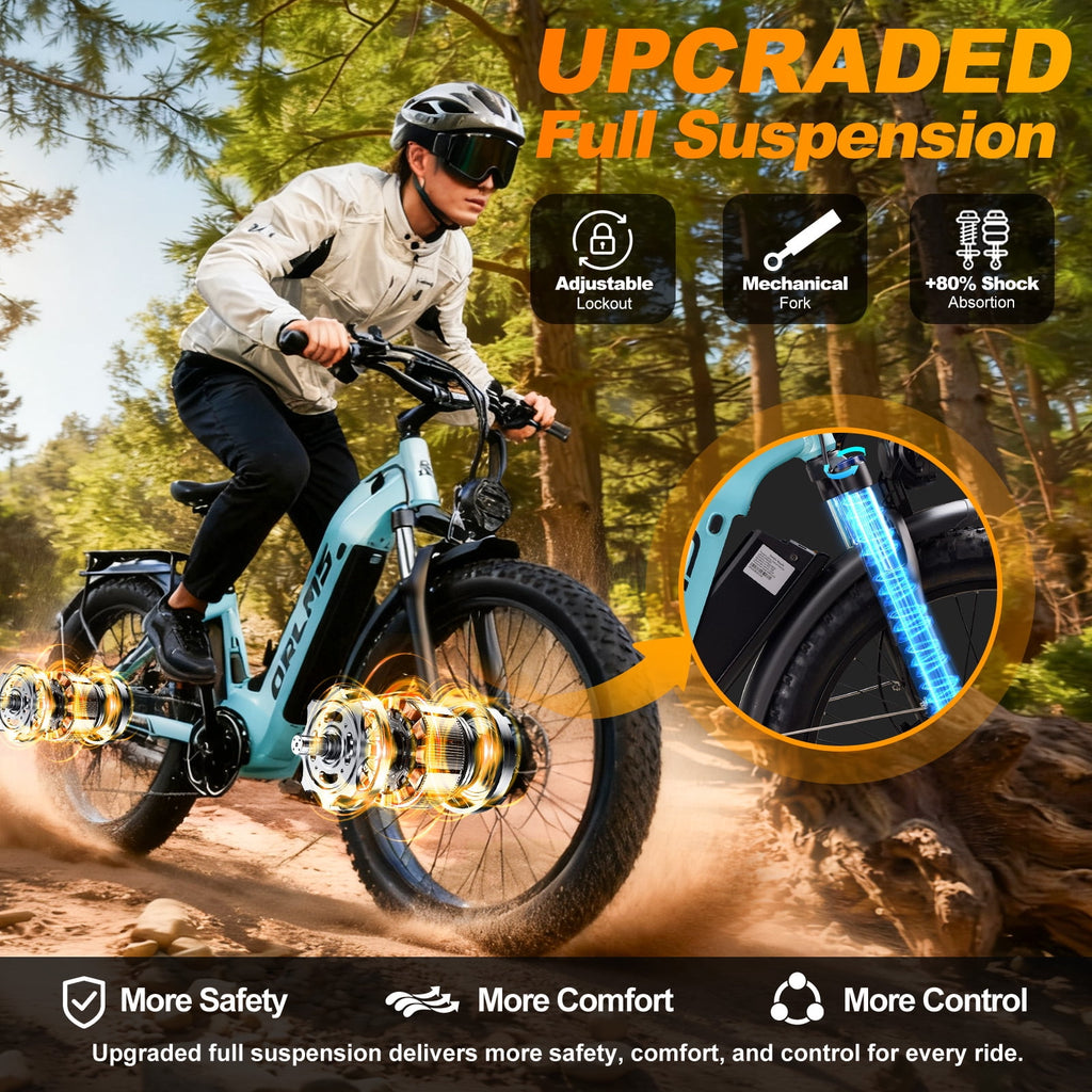 Dual Motor Electric Bike for Adult, 26 x4 Fat Tire Electric Bike, Up to 8000W Peak, 52V 23Ah Built-in Lithium Battery, Up to 45MPH & 105 Miles Range, Off-Road & Urban Riding Electric Bikes