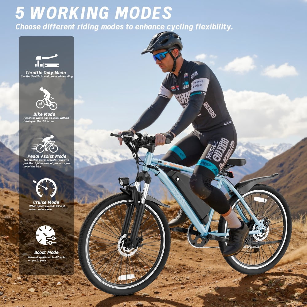 Electric Bike for Adults, 26'' Up to 50 Miles 22MPH Electric Mountain Bike with 48V 430W Removable Battery UL2849 (Blue) Electric Bikes