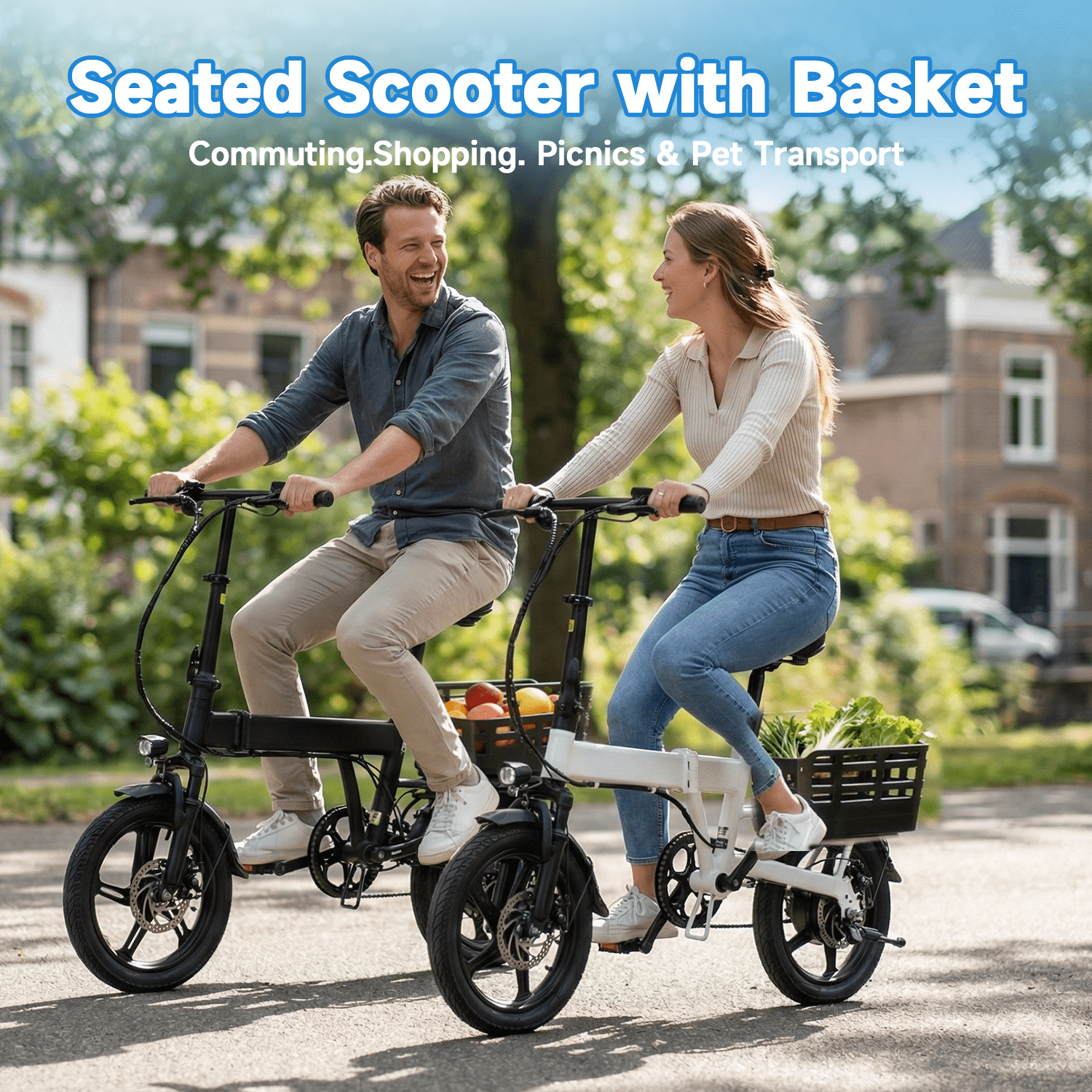 XKJ Electric Bike for Adults, Ebike, Electric Bicycle with 48V 12AH Removable Battery,14 Folding Ebike, 20MPH,20+ Miles(MAX),500W High Motor,Multi-Shock Absorption,Commuting Mini E Bikes,UL2849 Electric Bikes