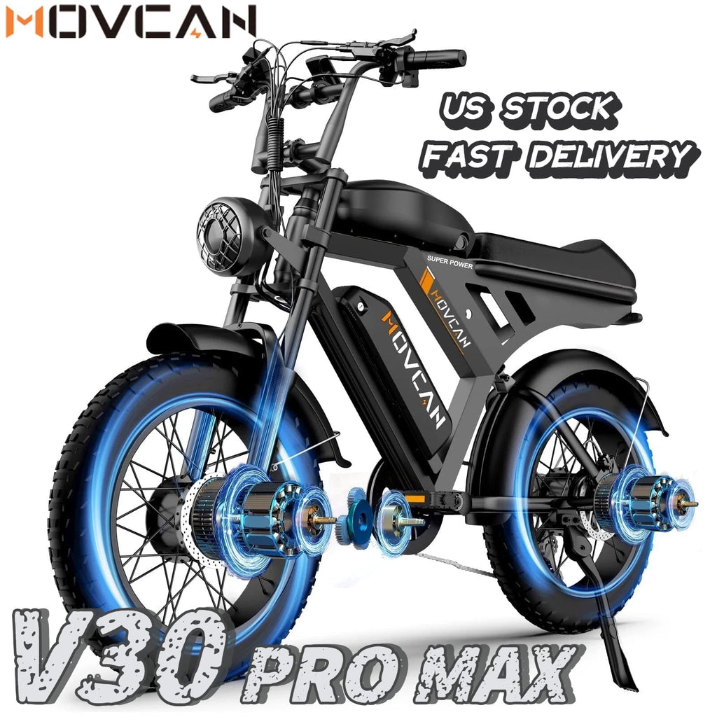 37.5MPH Max Speed,3000W Dual Motor Movcan V30 Pro Max Electric Bike for Adults, 48V 20Ah ×2 Removable Batteries,120 Mile Range, 20x4 Fat Tire Electric Bikes