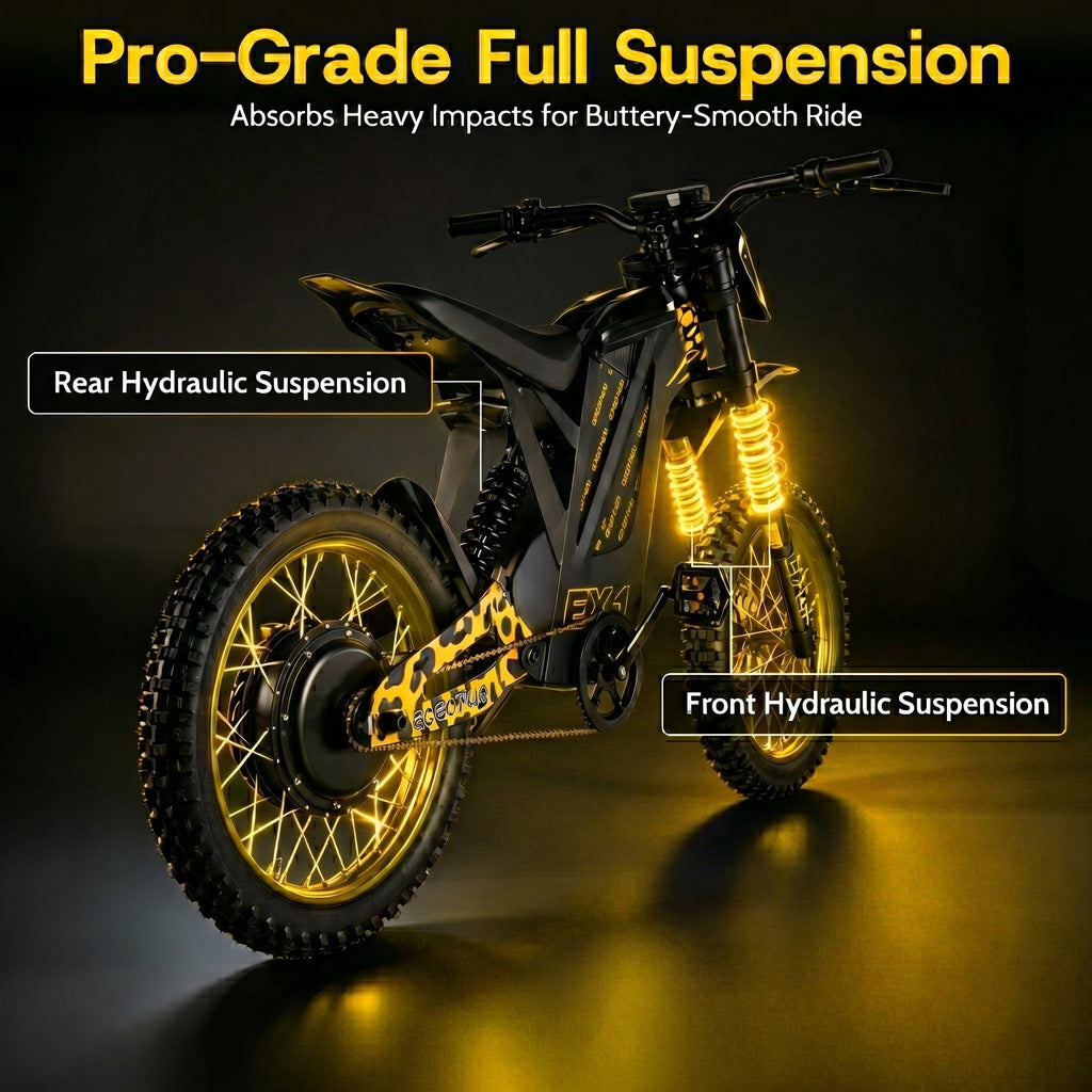 EOEOTWO EX1 Adult Off-Road Electric Bike, 3000W Motor & 40MPH Top Speed, 48V 25Ah Battery for 50-Mile Range, Dual Shock Dirt Bike with 17 Tires & Hydraulic Brakes UL 2849 Electric Bikes