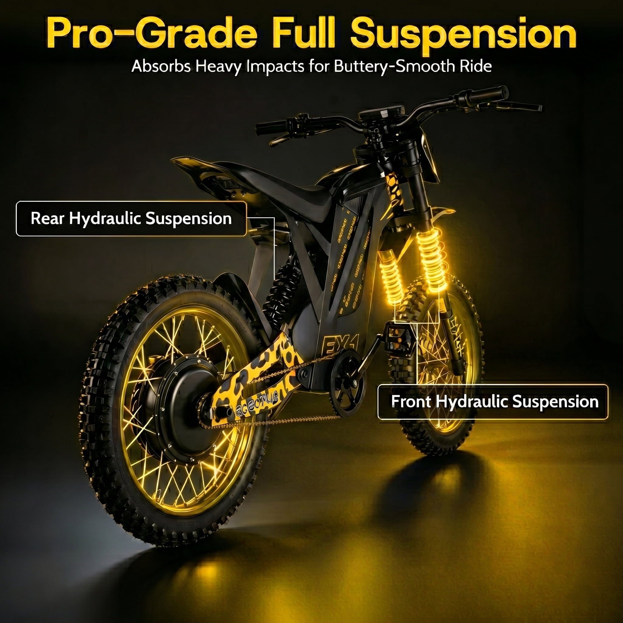 EOEOTWO EX1 Adult Off-Road Electric Bike, 3000W Motor & 40MPH Top Speed, 48V 25Ah Battery for 50-Mile Range, Dual Shock Dirt Bike with 17 Tires & Hydraulic Brakes UL 2849 Electric Bikes