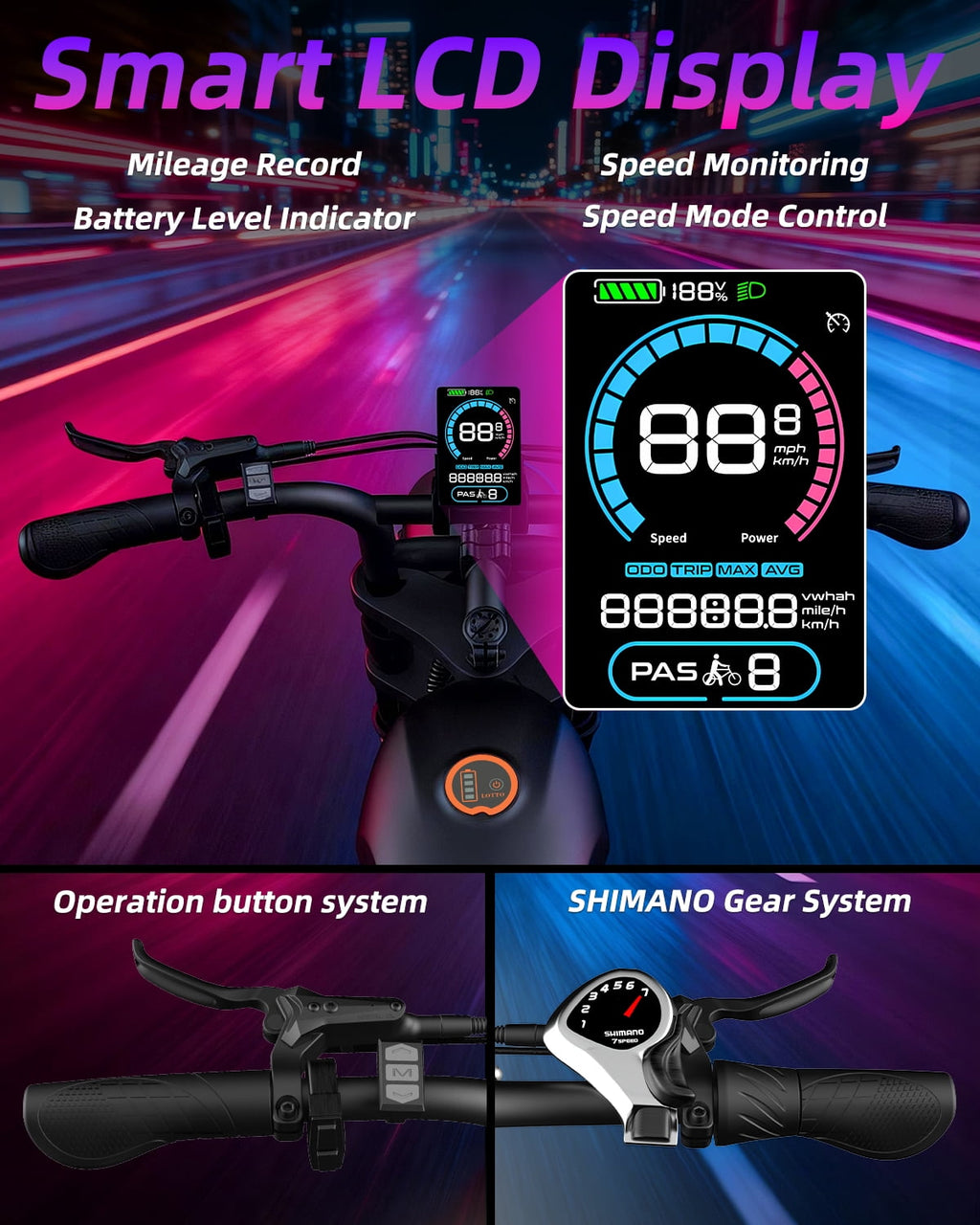 Electric Bike for Adults, 750W Peak 1500W Motor, 20x4 Fat Tire, E Mountain Bike, 48V/15.6AH Battery,UL2849 Electric Bikes
