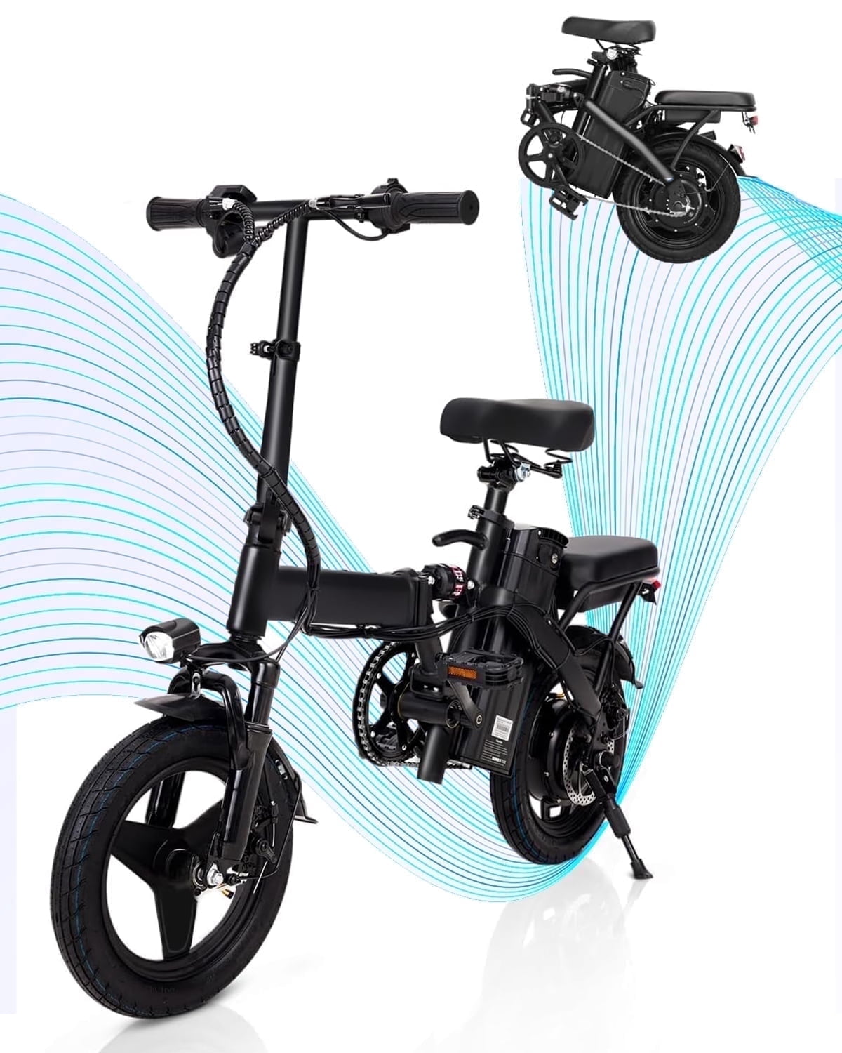 APYEAR 14 Folding Electric Bike 20 Miles, 500W Peak Electric Bicycle for Adults,  Ebike Speed of 15MPH, Suitable for Commuting? UL 2849 Electric Bikes