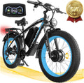 5000W (Peak) Electric-Bike, 60V 25AH Battery Electric Bike for Adults, Dual-Motor-Ebike 45MPH Ebike, 26*4.0 Fat Tire Ebike, AWD 21-Speed E-Mountain Bicycle for Off-Road Snow Sand UL 2849 Electric Bikes