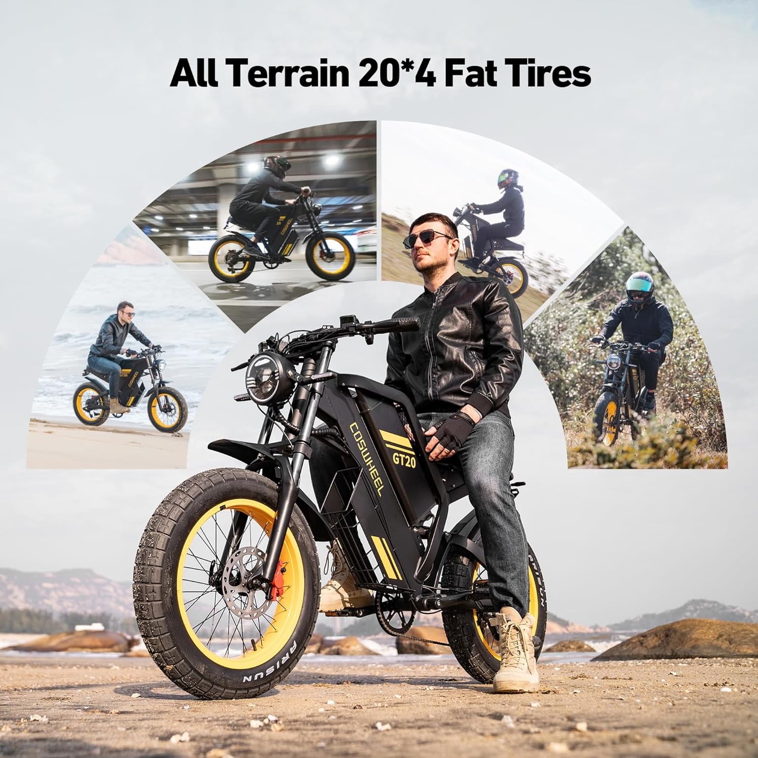 Coswheel GT20 Pro 4000W Electric Dirt Bike for Adults,40 MPH 48V 40Ah Battery Up to 145 Miles, 20 x 4 Fat Tire Full Suspension, Dual Hydraulic Disc Brake E-Bike UL2849 Electric Bikes