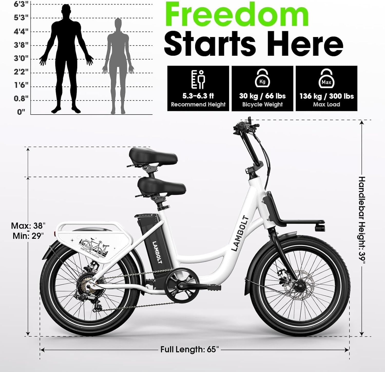 Electric Bike for Adults 1000W Peak Motor Ebike with 48V15Ah Removable Battery 20 x 3.0 Fat Tire Step-Thru 7-Speed Commuter Electric Bicycle Up to 24 MPH 70 Miles Range UL 2849 Certified Electric Bikes
