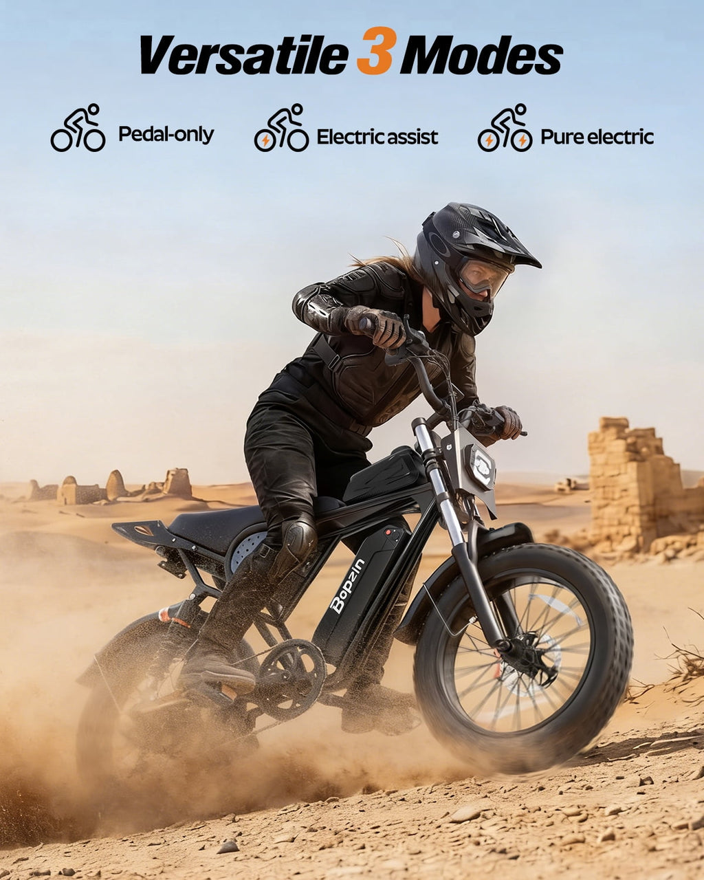 Bopzin Electric Bike for Adults,Peak 1500W App & Anti-Theft, 48V/25Ah, 20x4.0 Fat Tire Ebike, E-Mountain Bike Tested Under UL2849 Electric Bikes