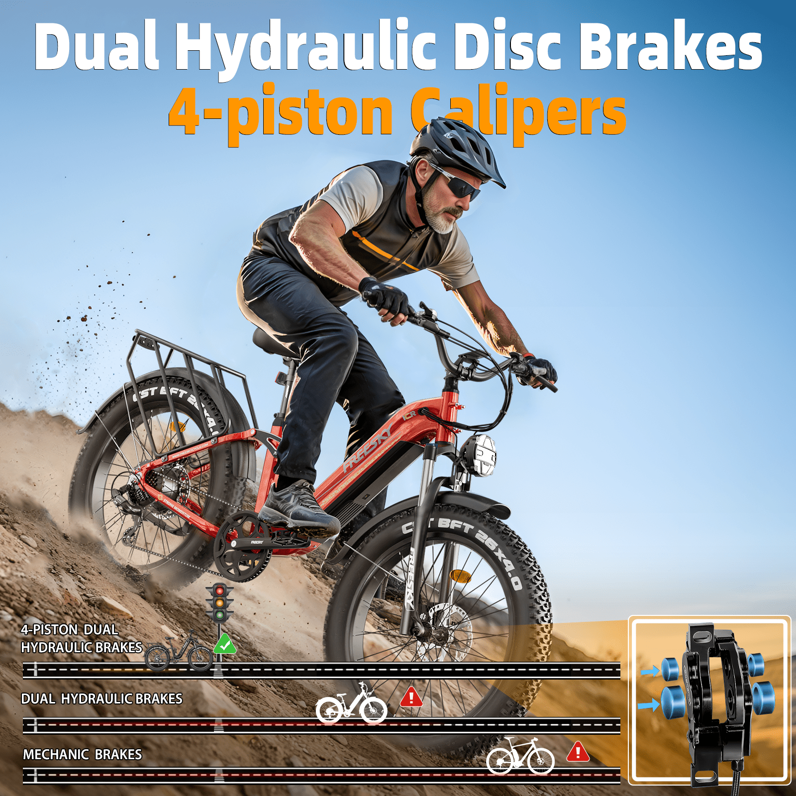 FREESKY 3000W Electric Bike for Adults 105mile Long Range Step-Thru Ebike Motor 37MPH Dirt E Bike 25Ah Removable Samsung Battery 26'' Fat Tire Electric Bicycle Full Suspension for Commute Mountains Electric Bikes