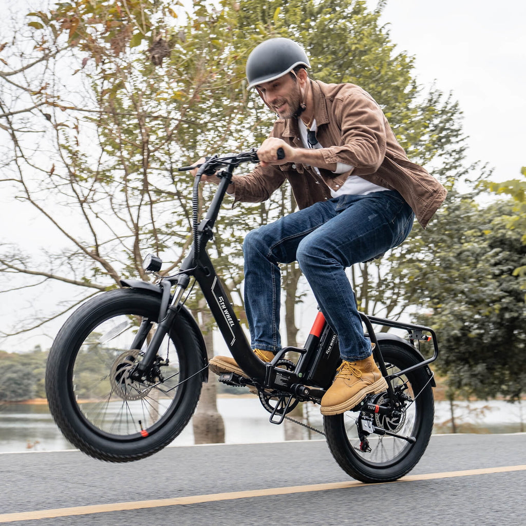 5TH WHEEL W11B 20 Fat Tire Electric Bike, 500W Foldable Adult E-bike with 48V 15.6Ah Removable Battery, Electric Bicycle with 7 Speed, UL2849 Electric Bikes