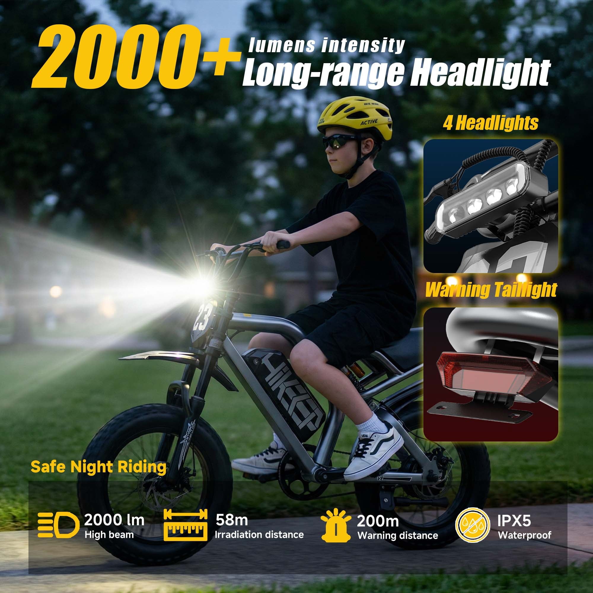 HiKeep Electric Bike for Teenagers, 750W 1500W Peak Dirt Bike, 48V 15Ah Battery Ebike, 25MPH E-Mountain Bike, 16x3.0 Fat Tire, UL2849 Electric Bikes