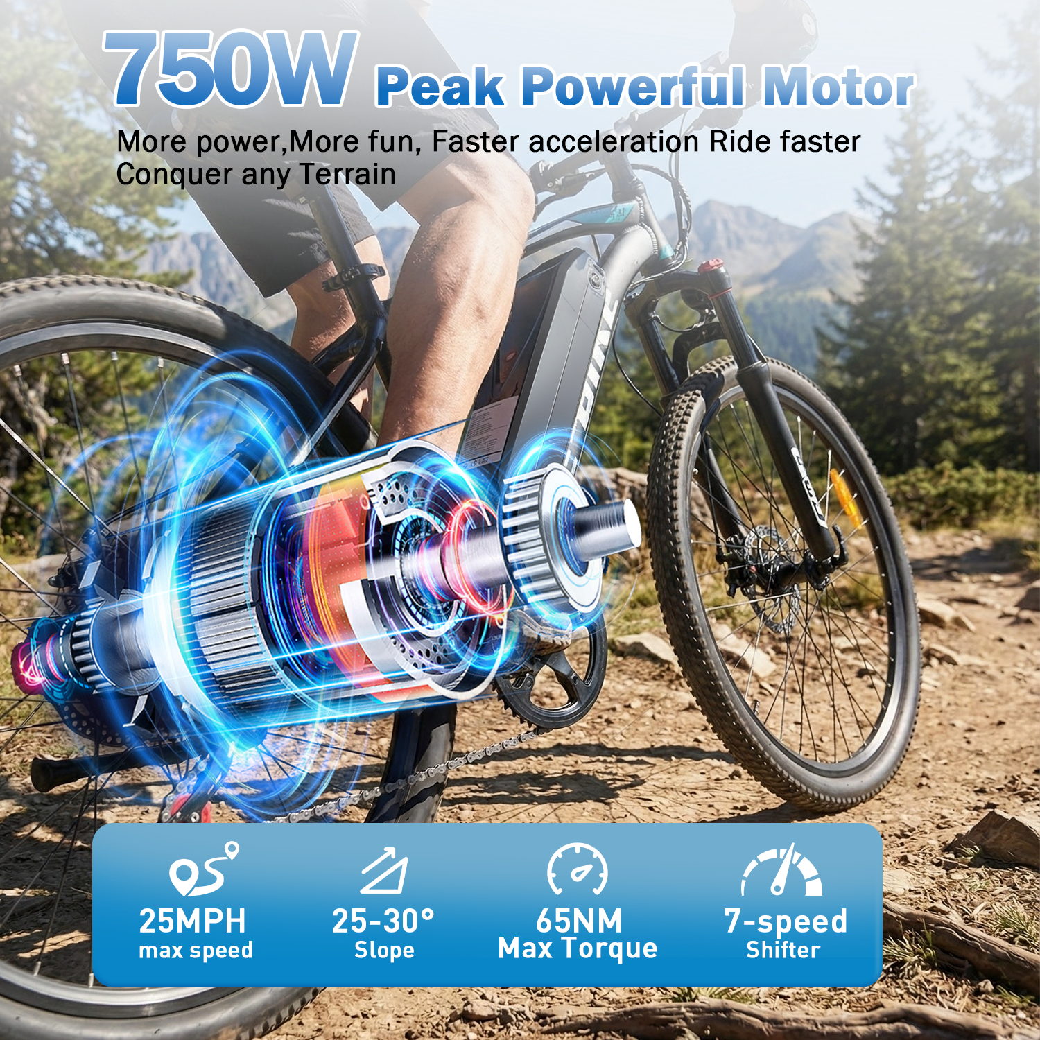 BroPath Electric Bike for Adults, Ebike, Electric Bicycle with 576WH Removable Battery,26 Mountain Ebike 25MPH,40+ Miles(MAX),800W High Motor,Multi-Shock Absorption,Commuting,UL2849 Electric Bikes