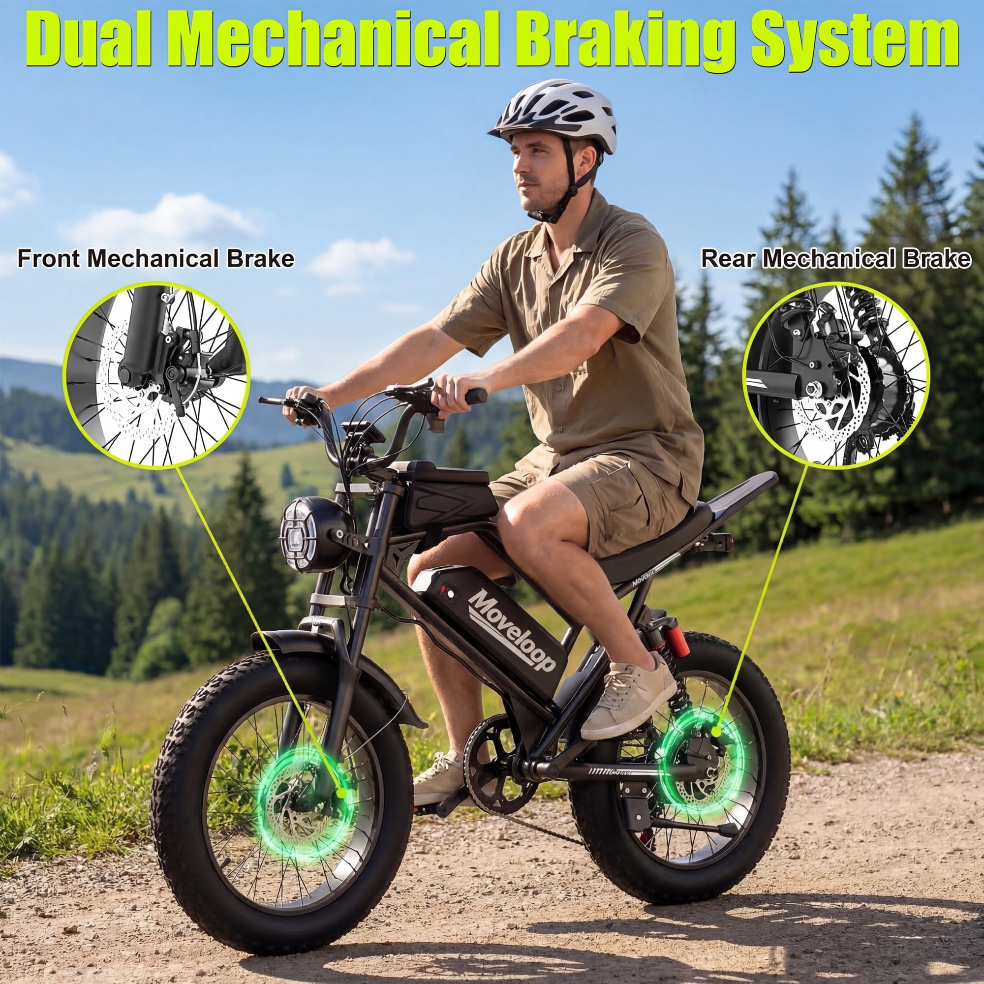 Moveloop Electric Bike for Adults, Peak 1500W 31MPH Ebike, 20 Fat Tire, 48V 15.6AH UL 2849 Certified Battery E-Bike, Max 70 Miles Range, Full Suspension, NFC Unlock (Age 16+) Electric Bikes