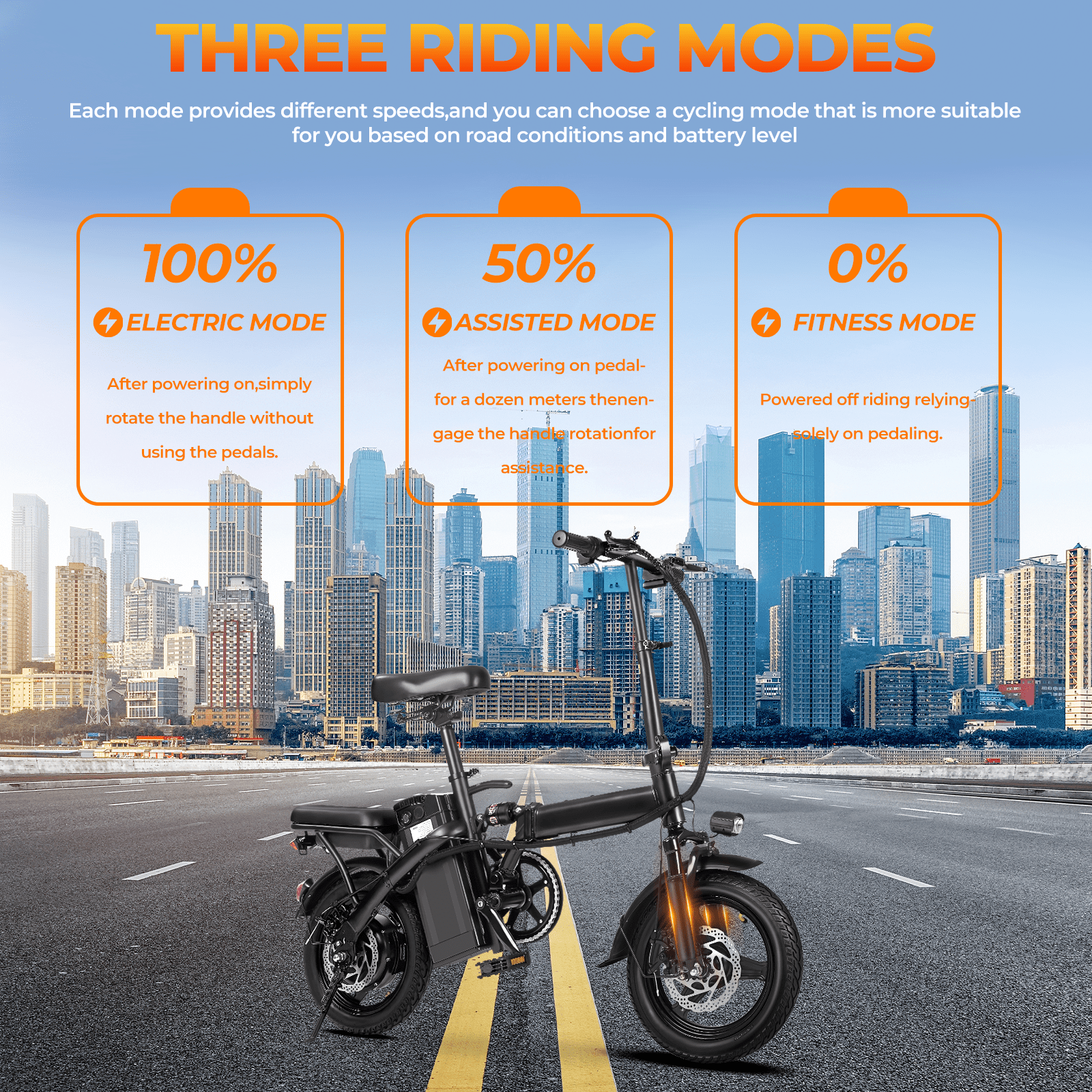 Kunyun T5 48V 750W Adult Electric Bikes,14 Tires, 20mph, 19-22mi Range, Dual Disc Brakes, Adjustable Seat, Removable Basket, Folding Design. Electric Bikes