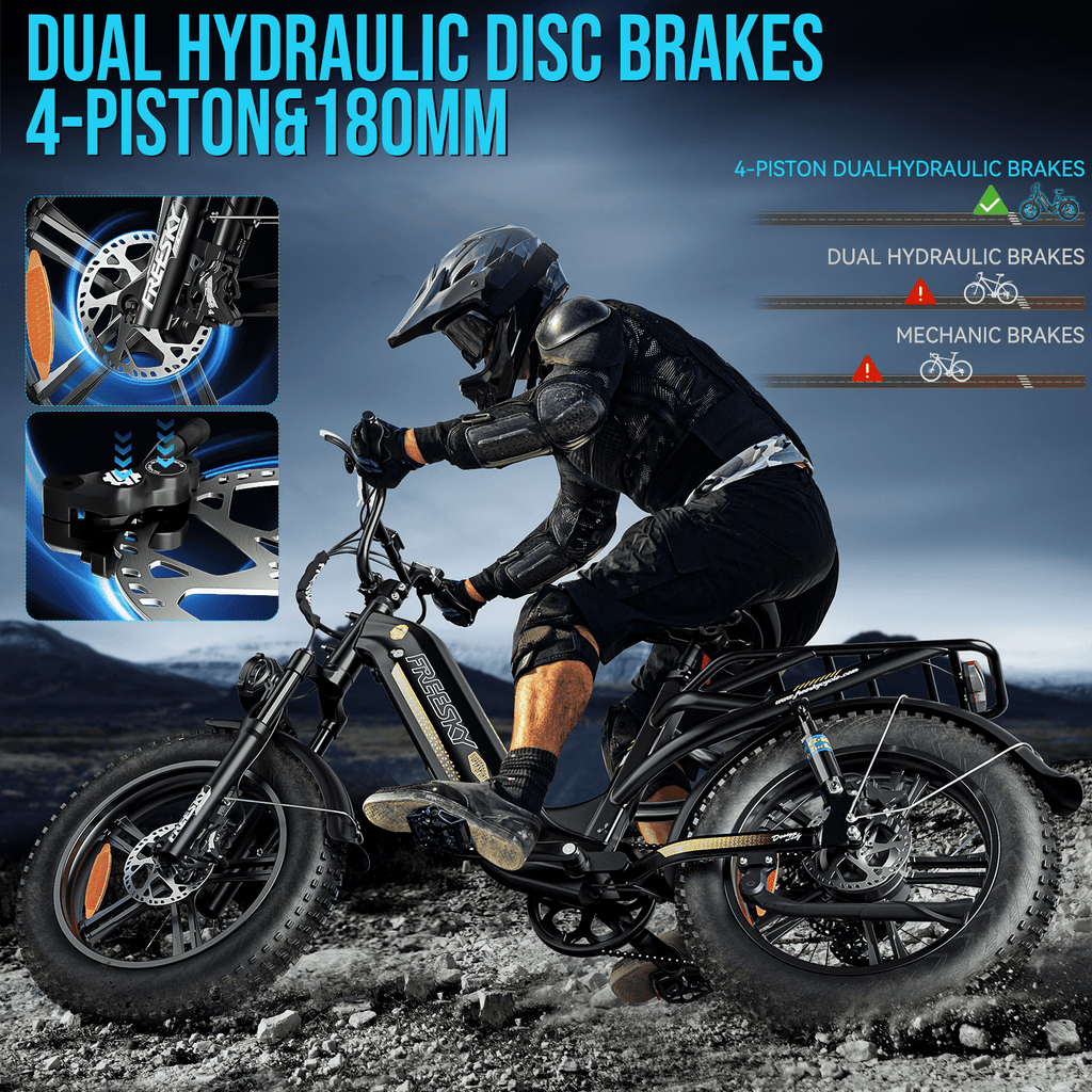 FREESKY 2026 Upgraded Rocky Pro Torque Sensor Electric Bike for Adults, 48V 25Ah Samsung Cells Battery, 105 Miles Range, 33MPH Fat Tire Step-Thru E Bike, 20 Full Suspension Cargo Bicycles, 8-Speeds Electric Bikes