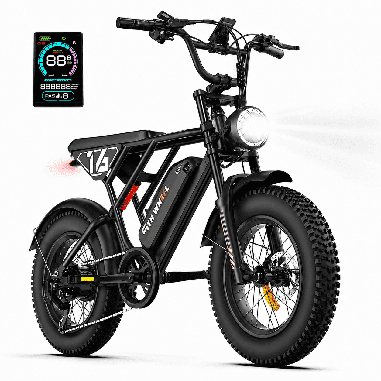 5TH WHEEL LB16 750W Electric Bike for Adults, 20 × 4 Fat Tire E Mountain Bikes, 48V 14.5Ah Removable Battery, Front Suspension, 7-Speed UL2849 Electric Bikes