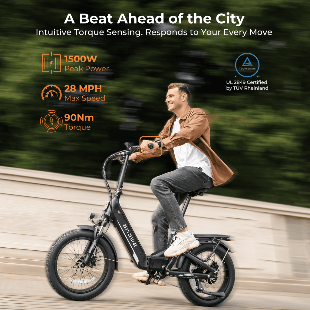 ENGWE L20 3.0 Electric Bike for Adult ,Anti-Theft Folding Electric Bike 48V 8A Fast Charging Battery, 90Nm Mountain E-Bike Speeds up to 28 Mph& Max Range 60 Miles,UL2849 Electric Bikes