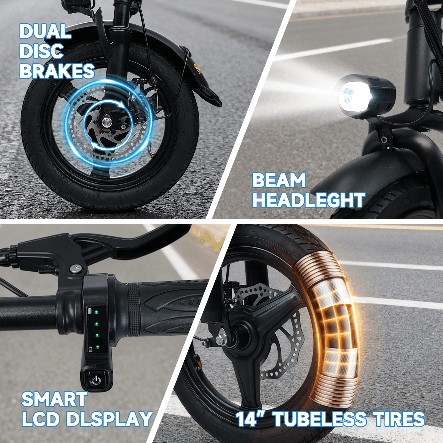 BroPath Electric Bike for Adults, Ebike, Electric Bicycle with 432WH Battery,14 Folding Ebike, 18MPH,20+ Miles(MAX),500W Motor,Multi-Shock Absorbers,UL2849,Commuting Mini E Bikes Electric Bikes