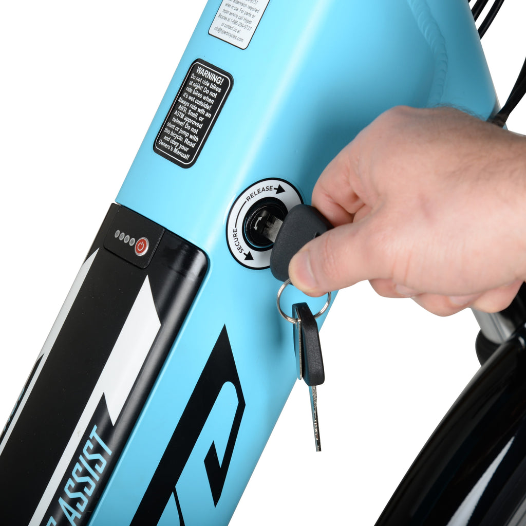Hyper Bicycles E-Ride 700C 36V Electric Commuter E-Bike for Adults, Pedal-Assist, 250W Motor, Blue Electric Bikes