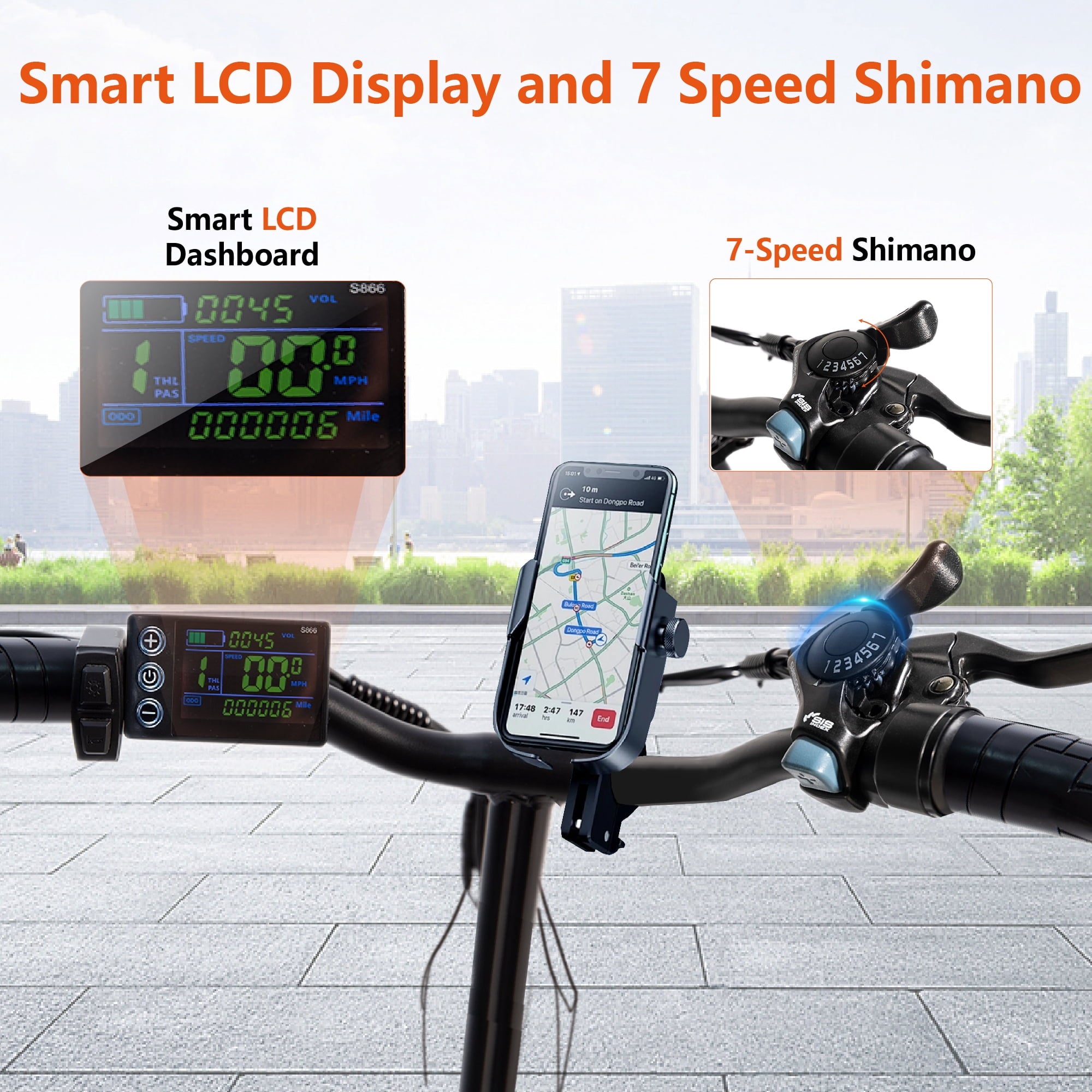 SYX MOTO 20 Fat Tire Electric Bike for Adults, 48V 350W Foldable Ebike with LCD, Max Speed 20MPH, 7 Speed 5 Riding Models, UL2849, Black Electric Bikes