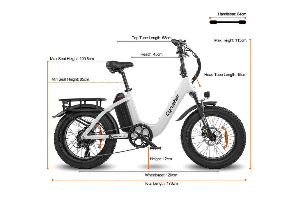 Cyrusher Rumble Electronic Bike for Adult 28,500W E-Bike 48V 18Ah UL2849 22 MPH Max Speed Step-Through Bike for Daily Commute Electric Bikes
