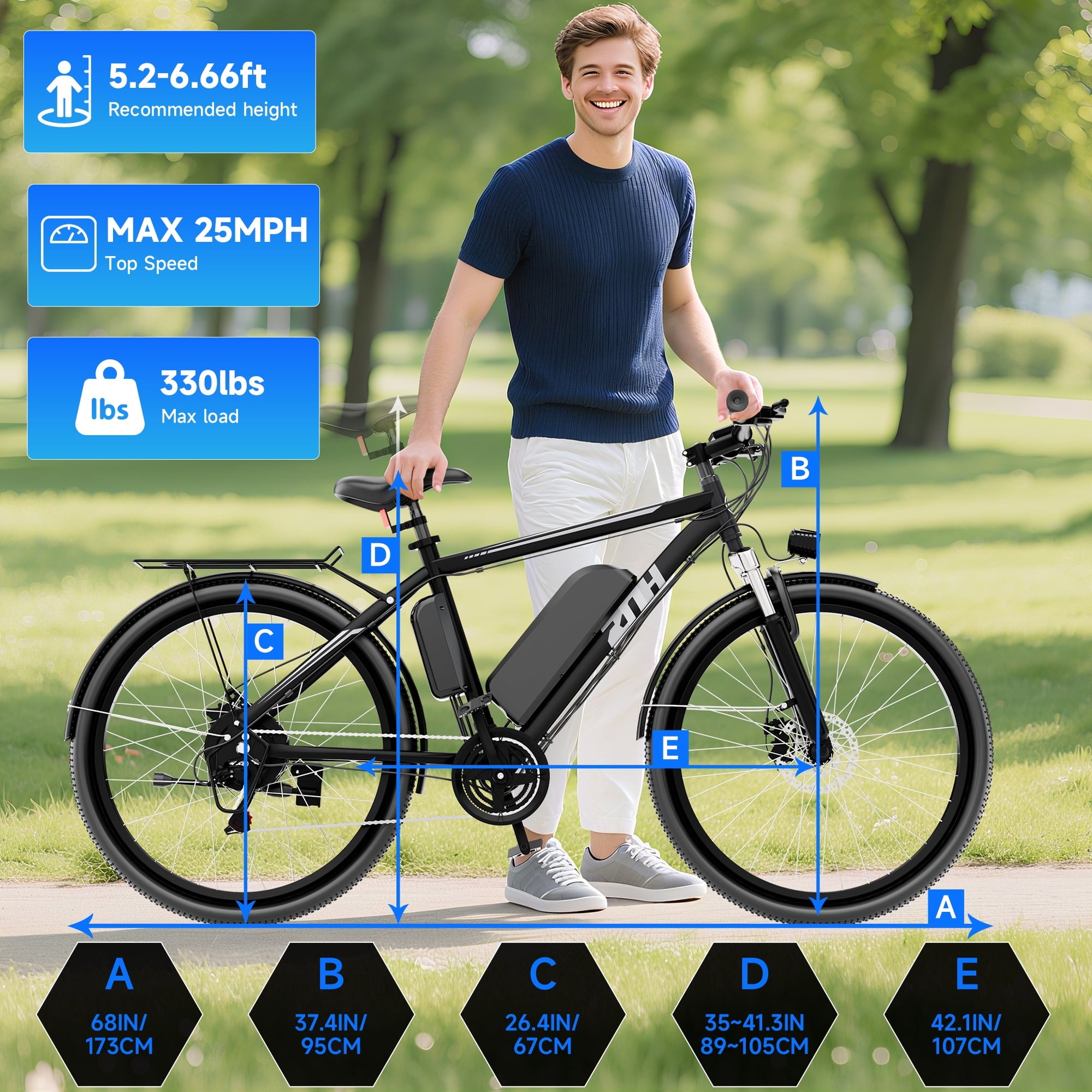 ZNH Electric Bicycle for Adults 1000w Peak – Electric Mountain Bike with 52V 13Ah Removable Battery ,26 off-road Ebike, Shimano 21-Speed, UL 2849，Black Electric Bikes