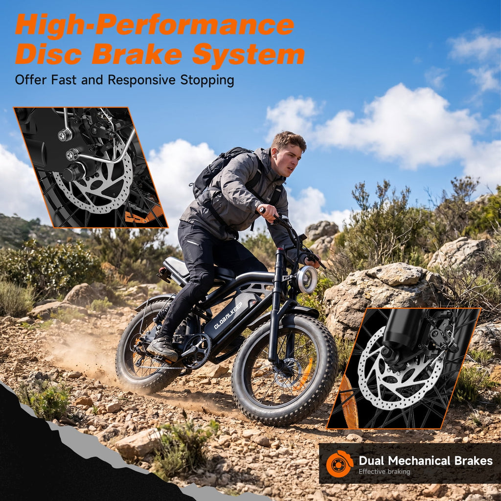 GlobalKeep Electric Mountain Bike for Adults, Peak 1500W Motor, 20x4 Fat Tire E Bicycle, 48V/15.6Ah Battery UL2849 Electric Bikes
