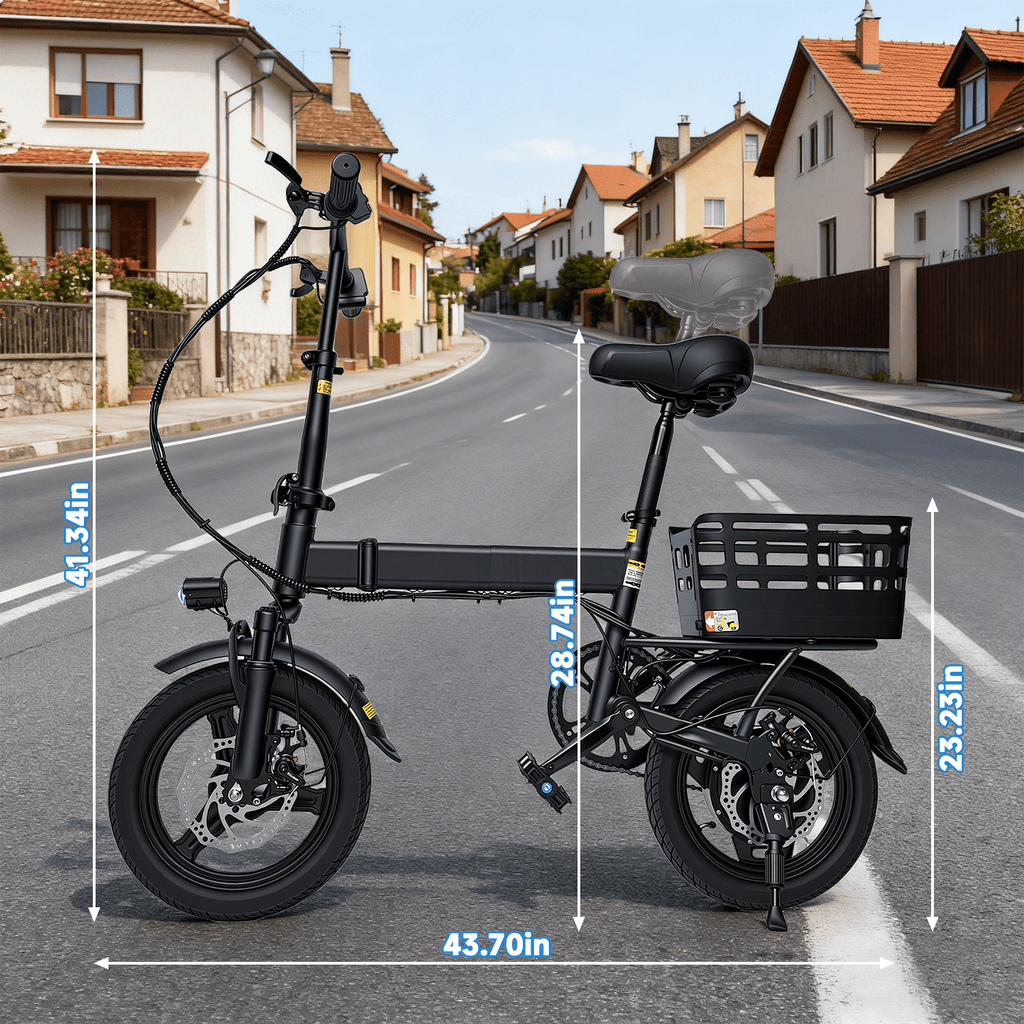 BroPath Electric Bike for Adults,Ebike,14 Folding Electric Bike,500W Motor, 20 MPH, Commuter City E-Bike,576Wh Battery,Electric Bicycle with Baskets,20+ Miles,3 Mode,Mini E Bikes for Teens,UL2849 Electric Bikes