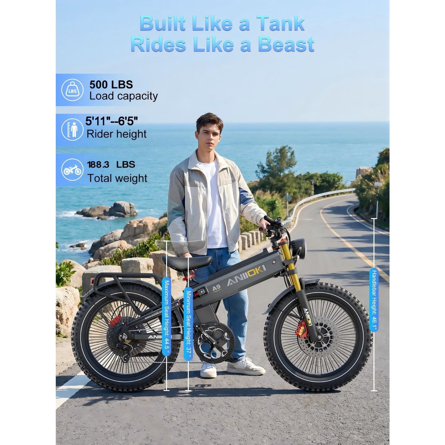 6000W Peak A9 Pro Max Dual Motor Electric Bike for Adults,60V 70Ah Battery,Up to 45 MPH,Up to 230 Miles Range,26x4.8 Fat Tires,Full Suspension Electric Bikes