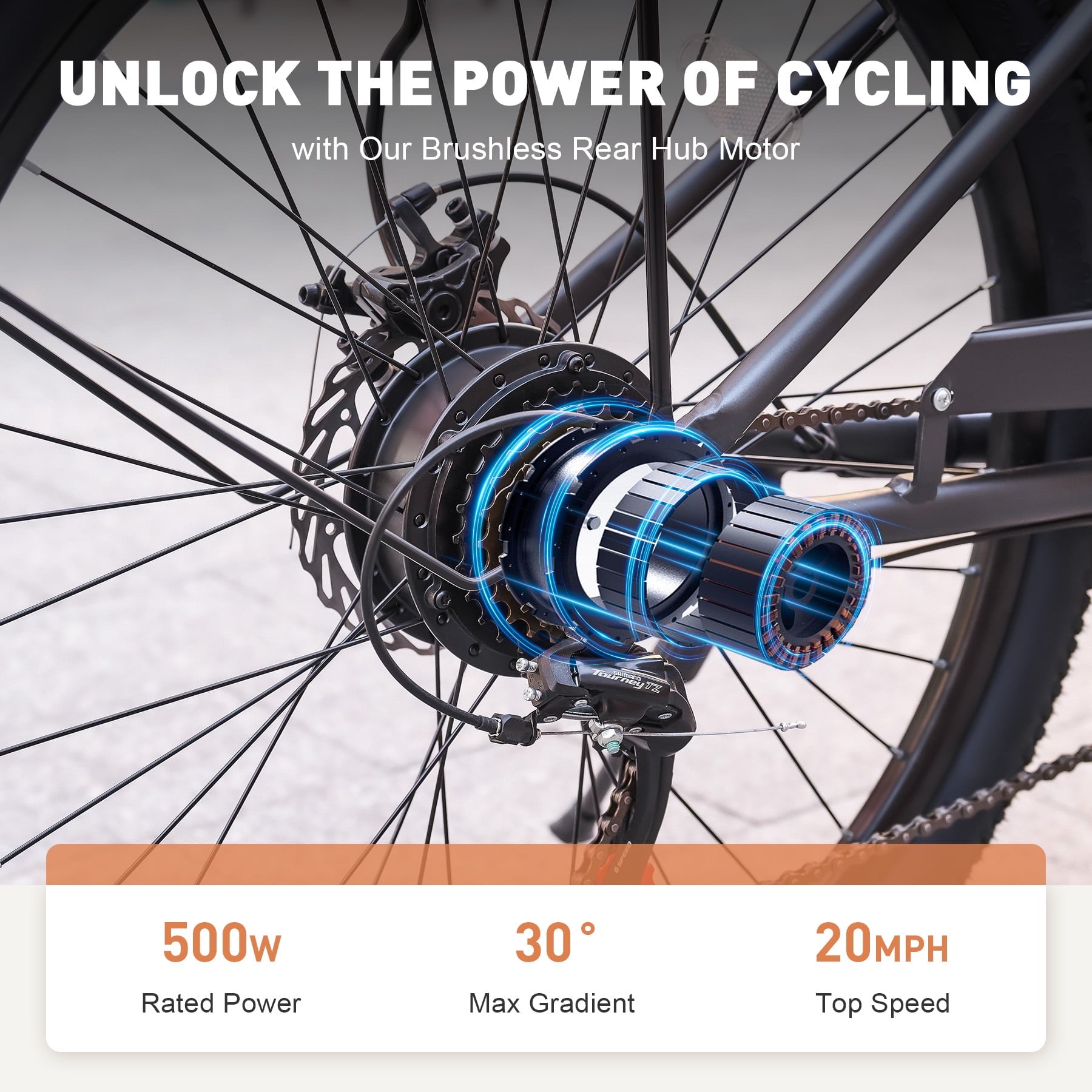 26 Electric Bike for Adults 7 Speed 20mph 500W Ebike for Women Men Seniors, Black Electric Bikes