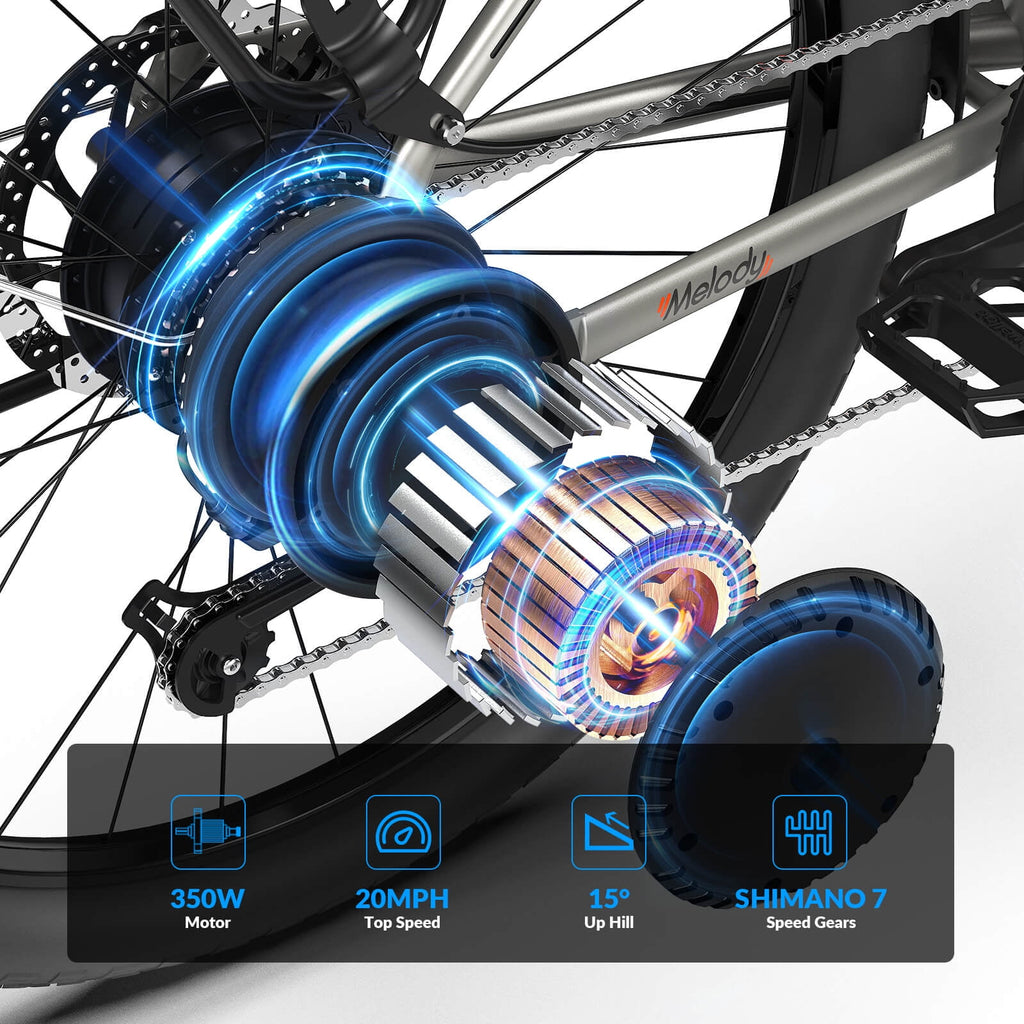 5TH WHEEL W18B Electric Bike for Adult with 350W Motor, 26 Electric Mountain Bike with 36V 10.4Ah Removable Battery Ebike, Electric Bicycle with 7 Speed, UL2849 Electric Bikes