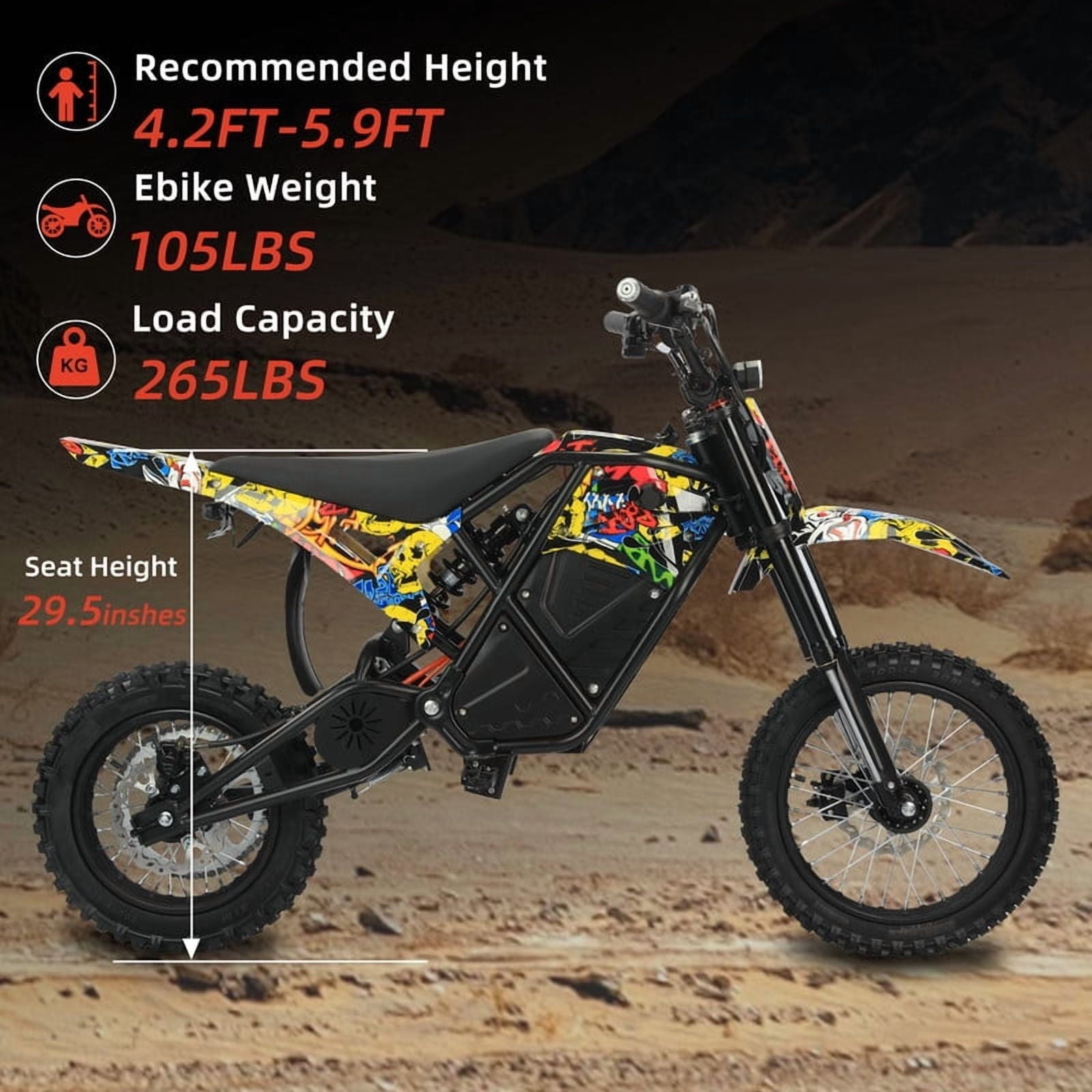 3000W(Peak) Off-Road E Mountain Bike for Teens & Adults– 37MPH, 48V 23AH Battery, 14/12 all terrain Fat Tires, Hydraulic Brakes UL2849 Electric Bikes