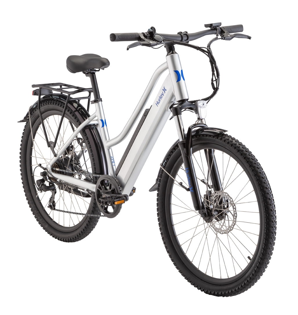 Hurley HE-13-SV-23 J-Bay E-All Road Single Speed Electric Bike, Silver Electric Bikes