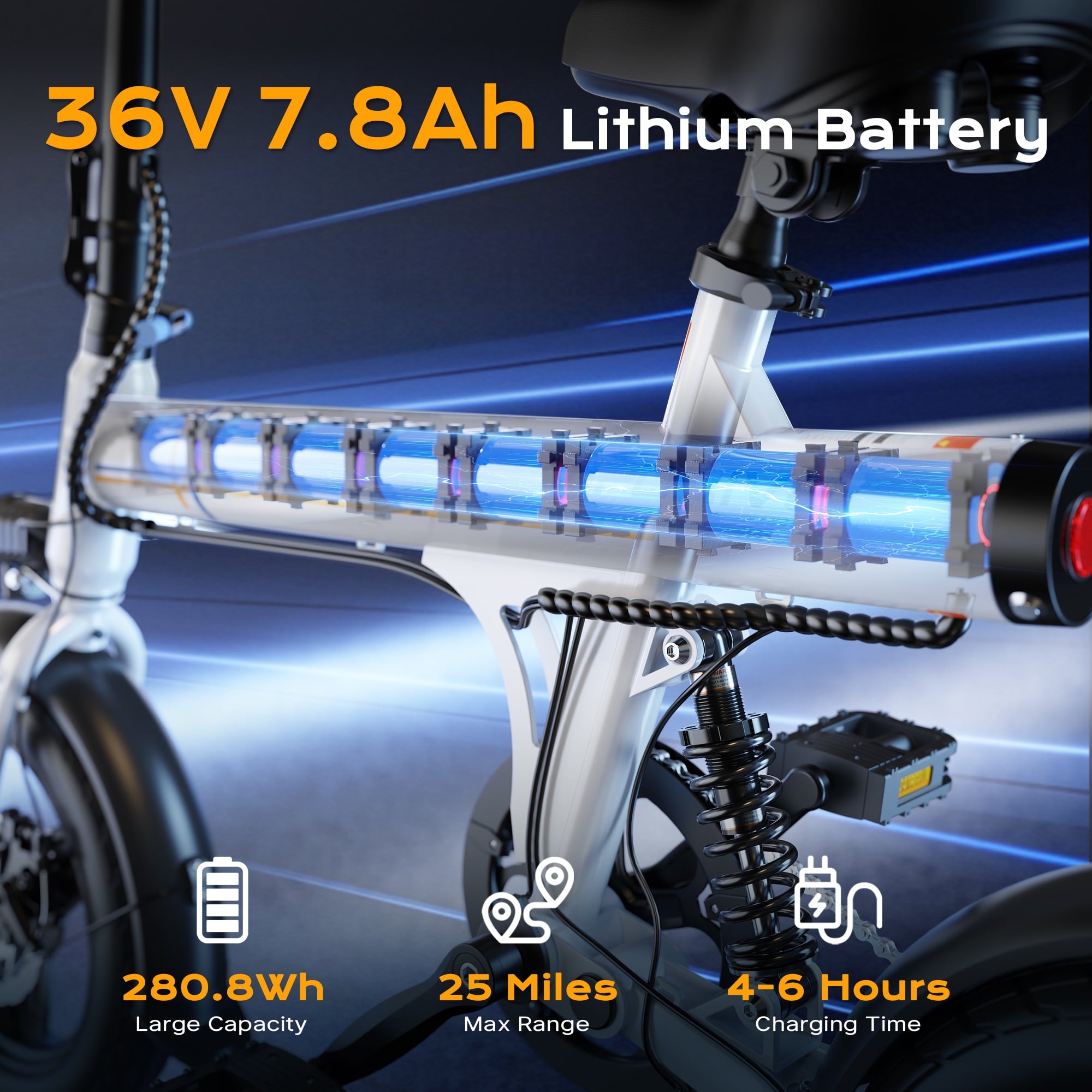 VIPDRIVE Electric Bike, 14 Folding EBike for Adults, 500W Peak Motor, 36V 7.8Ah Battery, 20MPH City Commuter E-Bike, Mini Ebike, LCD Display, UL2849 Electric Bikes