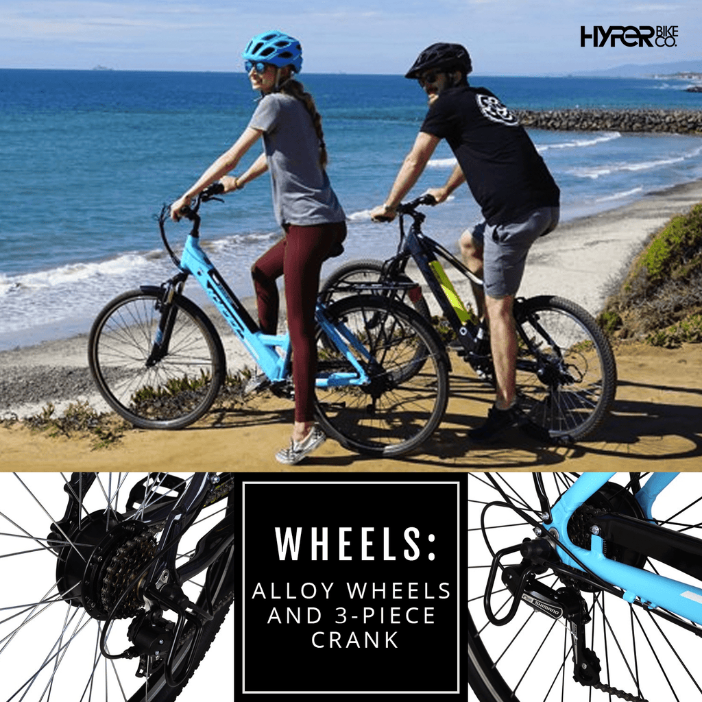 Hyper Bicycles E-Ride 700C 36V Electric Commuter E-Bike for Adults, Pedal-Assist, 250W Motor, Blue Electric Bikes