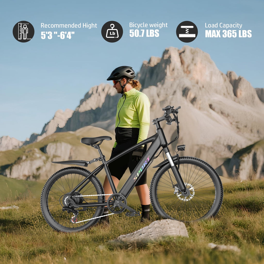 F28-1500W Peak 26 Electric Mountain Bike for Adults,48V 10.5A Off-Road E-Dirt Bike (Removable Battery）55 Mile Range,LCD Display,365 lbs Capacity,Pneumatic Tires-UL2849 Certified (Camp,Trail Rid) Electric Bikes