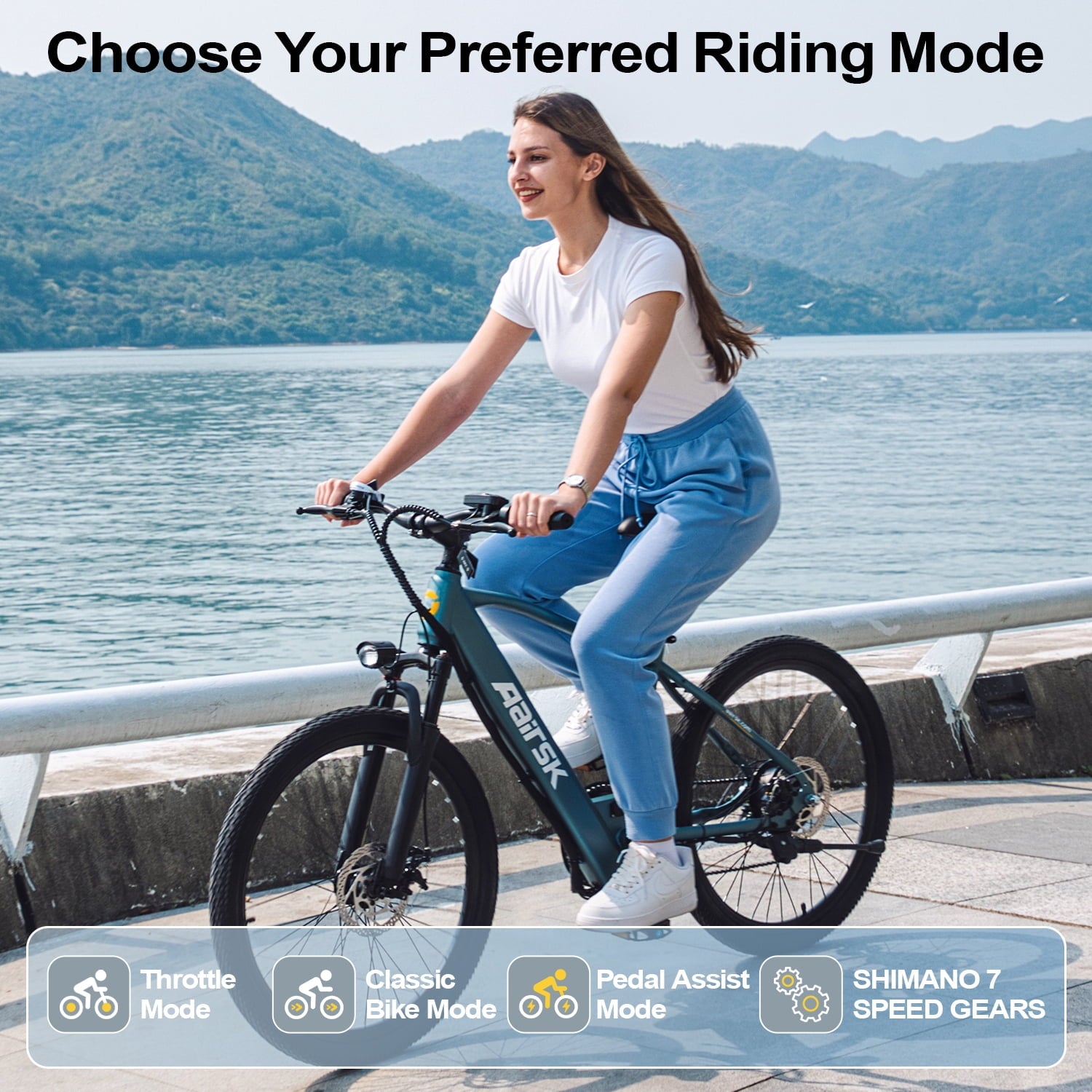 Unibike 24Electric Bike for Adults, 400W Ebike with 36V 10AH Battery, 40Miles Long Range Mountain Bikes, Shimano 7-Speed Electric Bicycle, Blue Electric Bikes