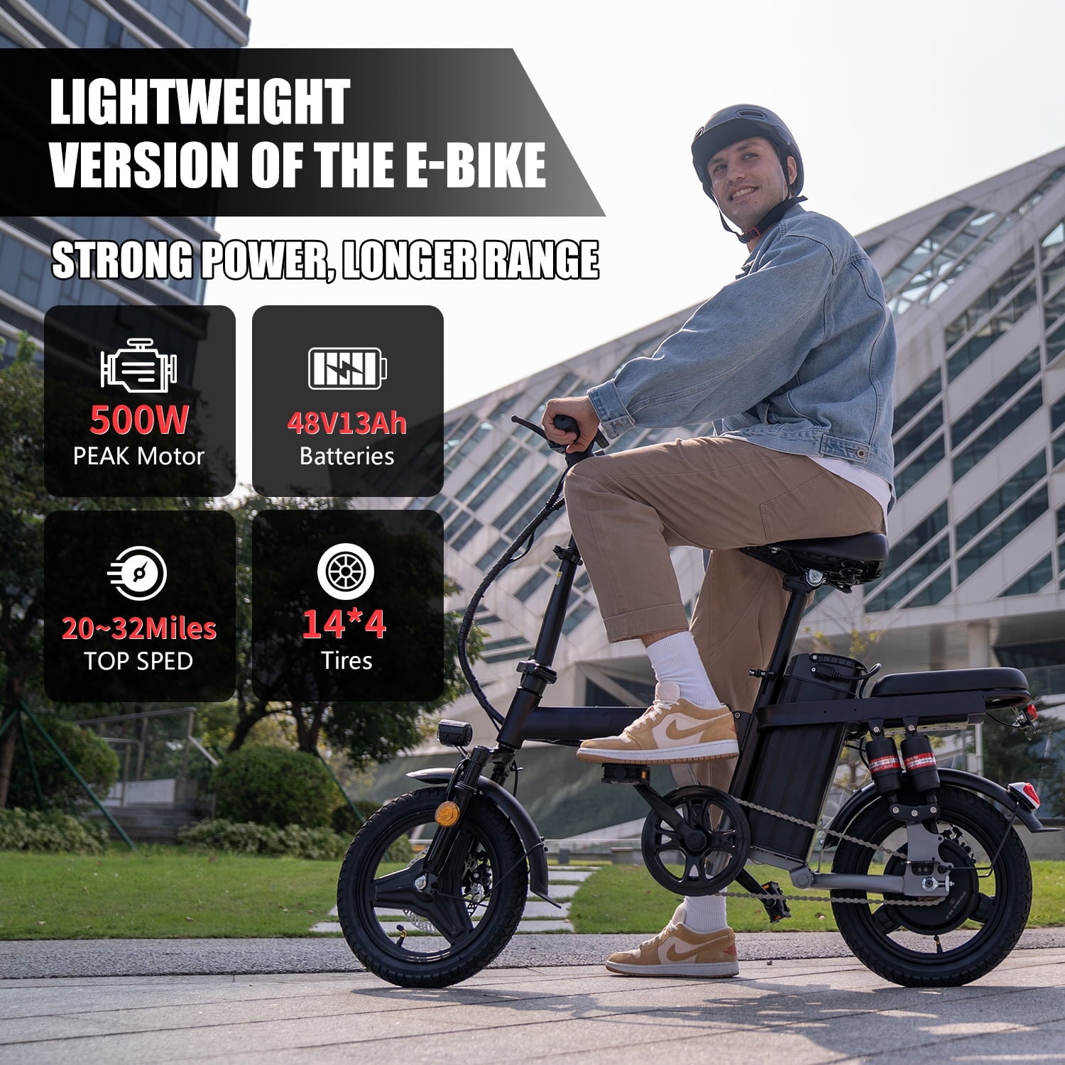Electric Bike for Adults,  Electric Bicycle with 48V Removable Battery,14 Folding Ebike, 20MPH,30+ Miles(MAX),500W High Motor,Multi-Shock Absorption,UL 2849,Commuting Mini E Bikes Electric Bikes