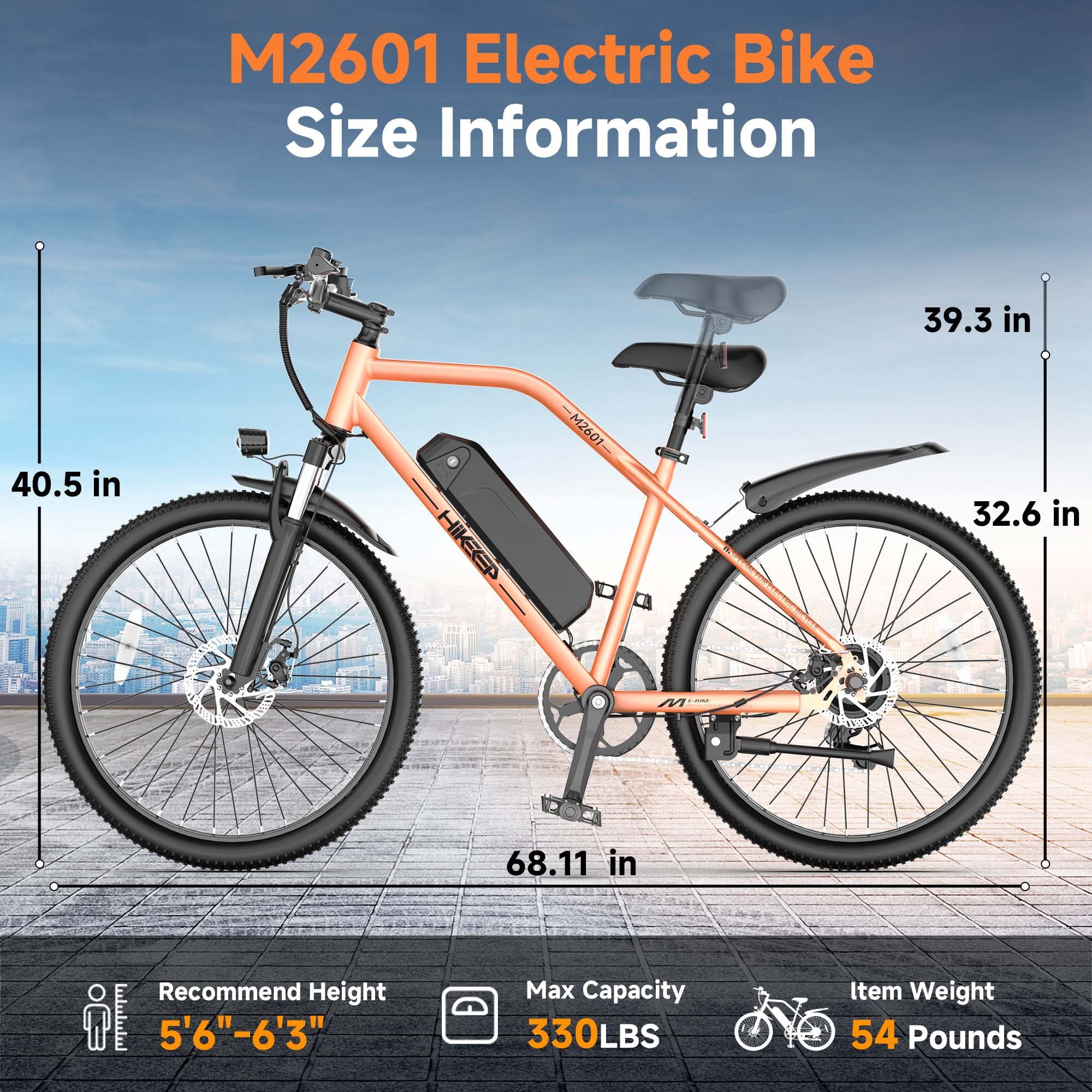 HeloKeep M2601 Electric Bike for Adults, 500W Motor, 48V 375Wh Removable Battery, 26 Puncture-Resistant Tires, 20MPH 7-Speed Ebike with Front Suspension & Disc Brakes, UL2849, Orange Electric Bikes