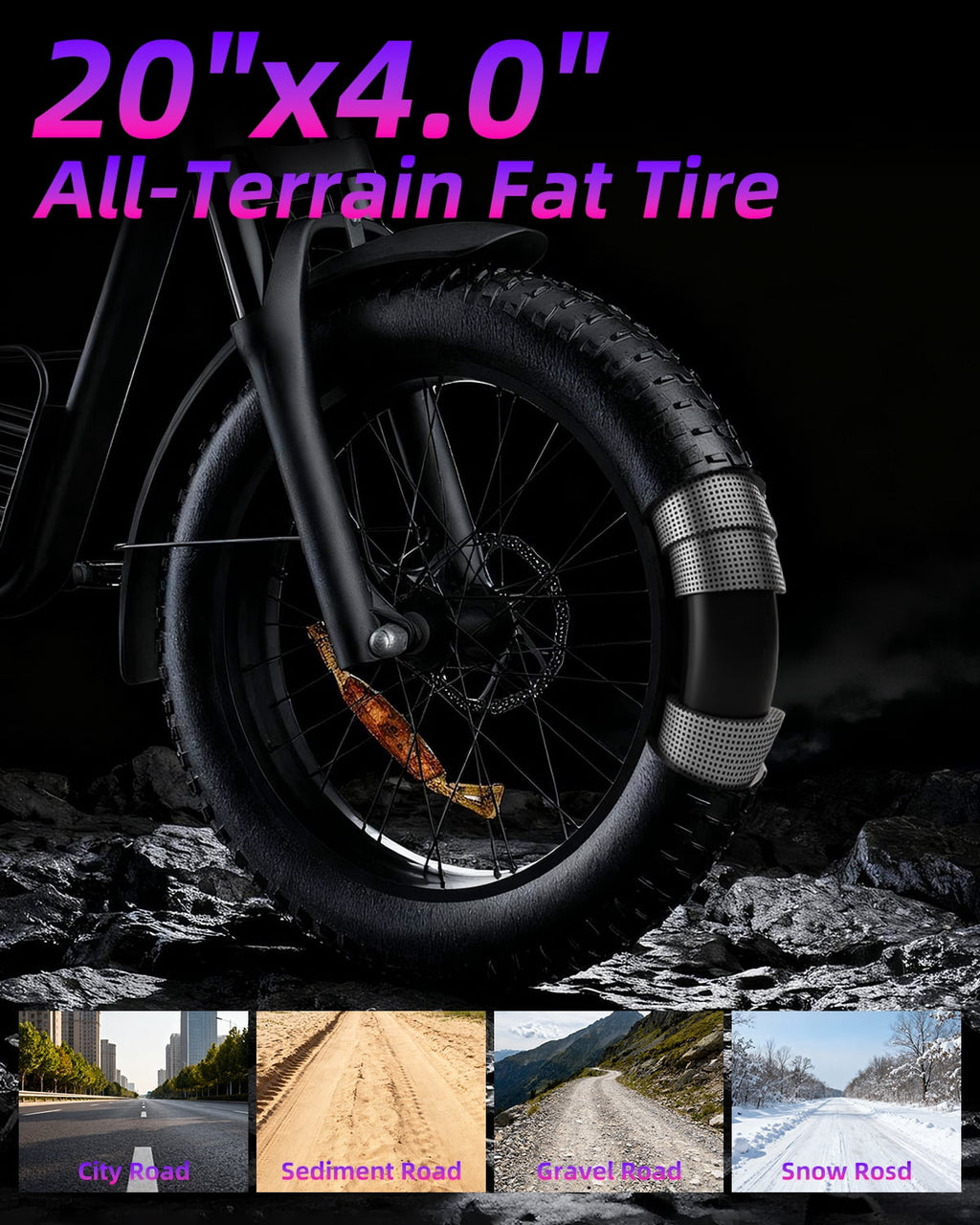 Electric Bike for Adults, 750W Peak 1500W Motor, 20x4 Fat Tire, E Mountain Bike, 48V/15.6AH Battery,UL2849 Electric Bikes