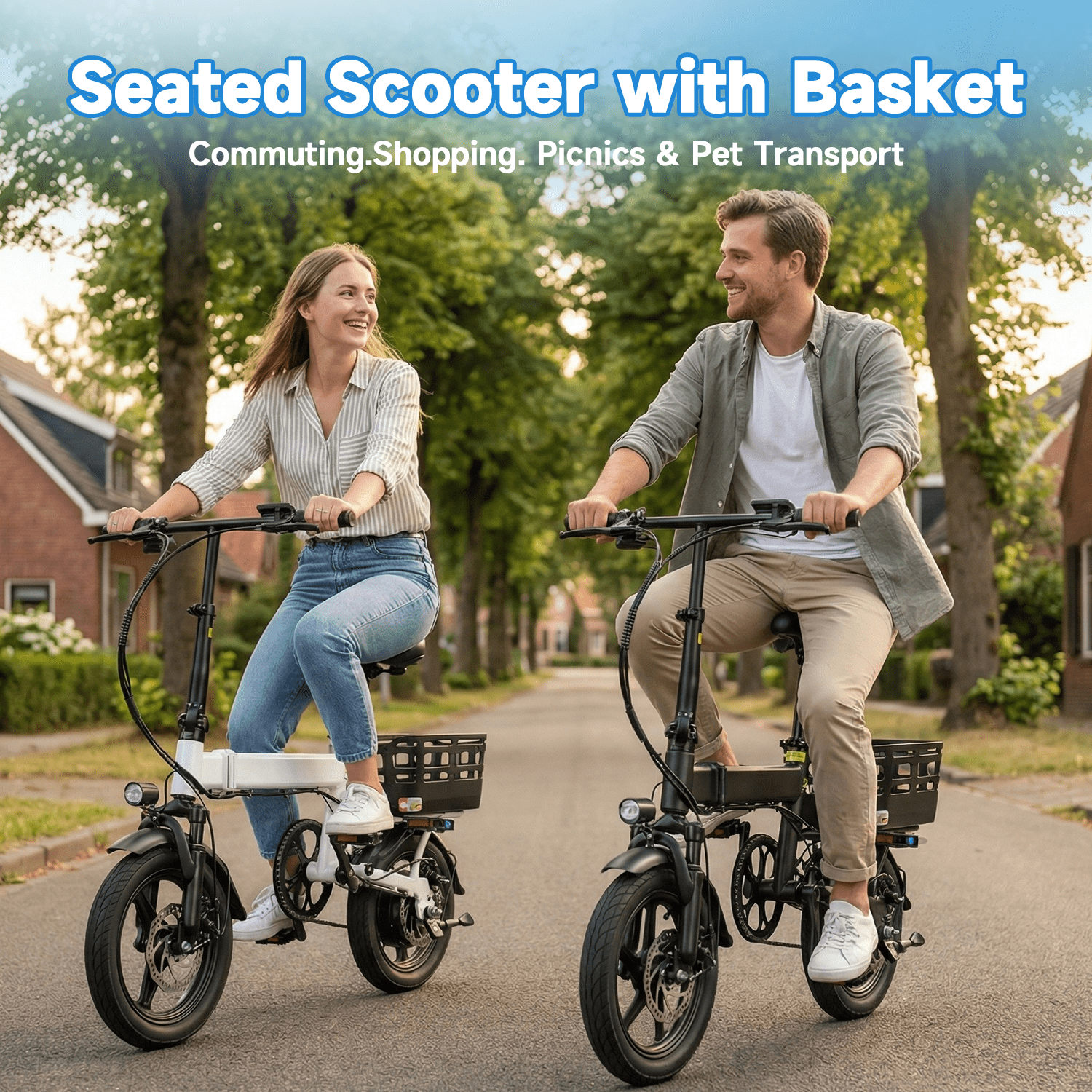 BroPath Electric Bike for Adults, Ebike, Electric Bicycle with 576WH Battery,14 Folding Ebike, 21MPH,20+ Miles(MAX),350W Motor,Multi-Shock Absorption,Commuting Mini E Bikes with Baskets,UL2849 Electric Bikes