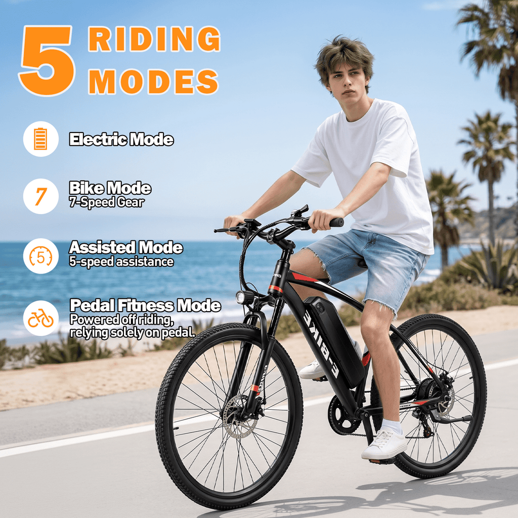 XYJ Electric Bike for Adults,750W Peak Motor,25 MPH,Electric Mountain Bike,26 Adult Electric Bicycles with Multi-Shock Absorption,48V 12Ah Removable Battery,7 Speed,UL 2849,Commuter Electric Bicycle Electric Bikes
