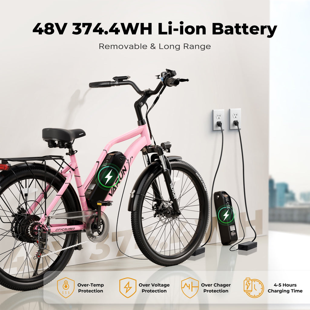 Electric Bike, 26 EBike with 750W Peak Motor, 48V 374.4Wh Removable Battery, 20+MPH, 7-Speed Gears, Includes Bike Pump, Phone Holder & Bike Lock - Electric Bicycle for Adults, UL2849 Electric Bikes