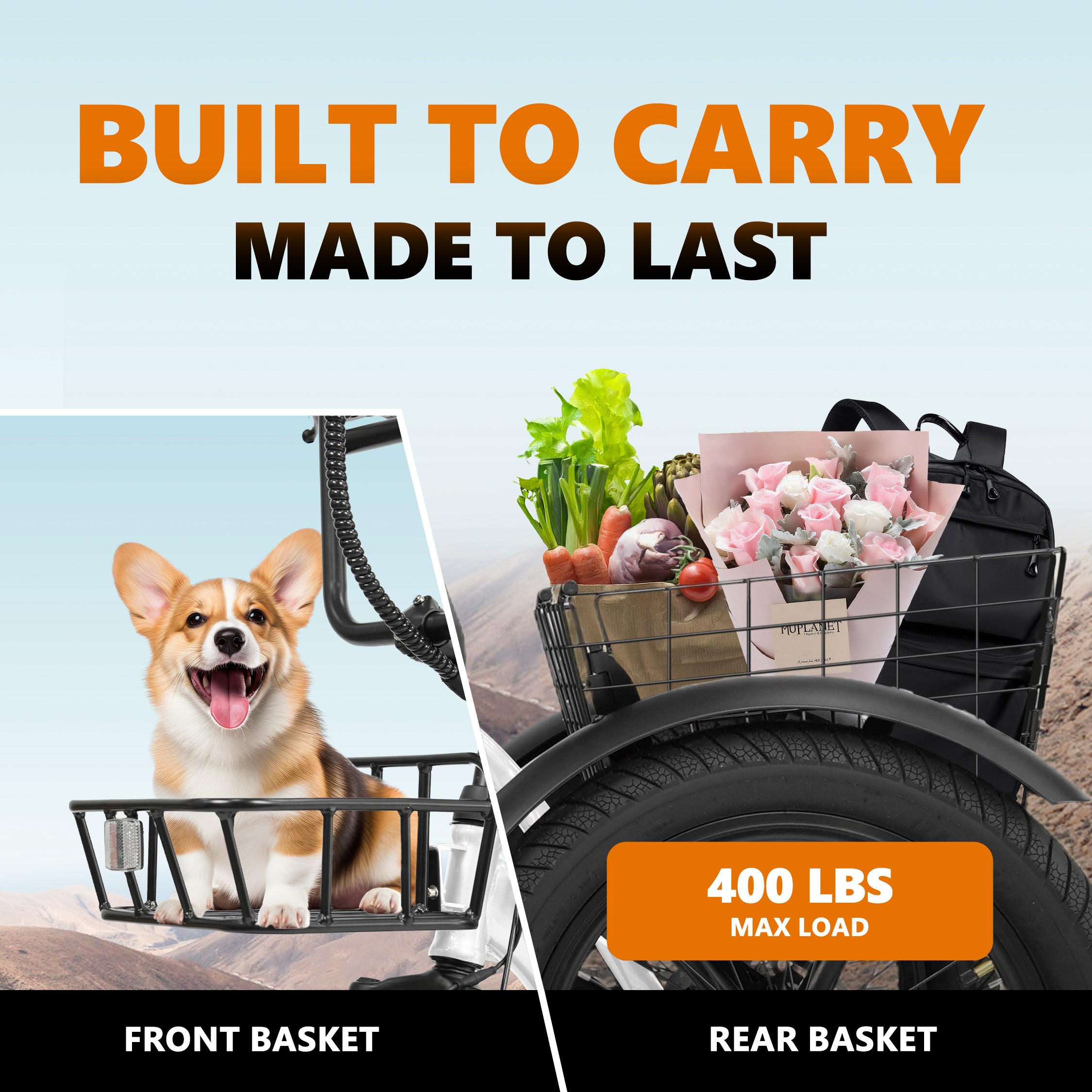 2 Pack Black+White ESKUTE E Trike Electric Bike, Peak 1200W Brushless Motor Folding Trike 18X3.0 Fat Tire Ebike, 499Wh Removable Battery,Step-Thru 3-Wheel E-Bike,48V 13AH 18MPH+Tricycle for Adults Electric Bikes