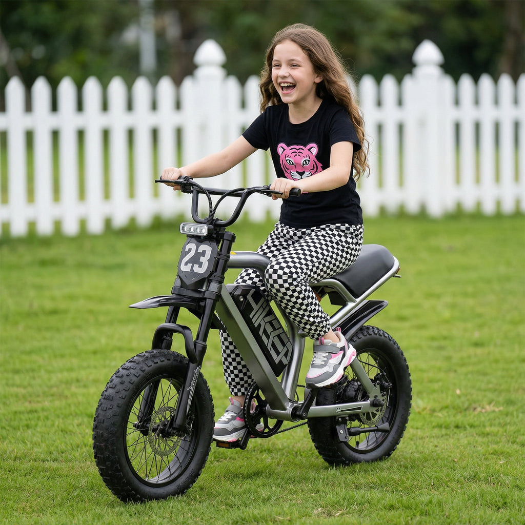 HiKeep Electric Bike for Teenagers, 750W 1500W Peak Dirt Bike, 48V 15Ah Battery Ebike, 25MPH E-Mountain Bike, 16x3.0 Fat Tire, UL2849 Electric Bikes