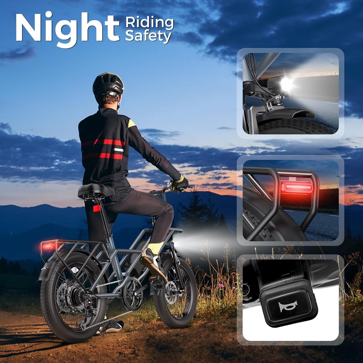 GSPEED A03 1200W Peak Electric Bike, 20 Fat Tire All-Terrain for Adults, 70 Mile Range, 48V 13Ah Battery, 28 MPH, Front Suspension, UL2849 Certified Electric Bikes