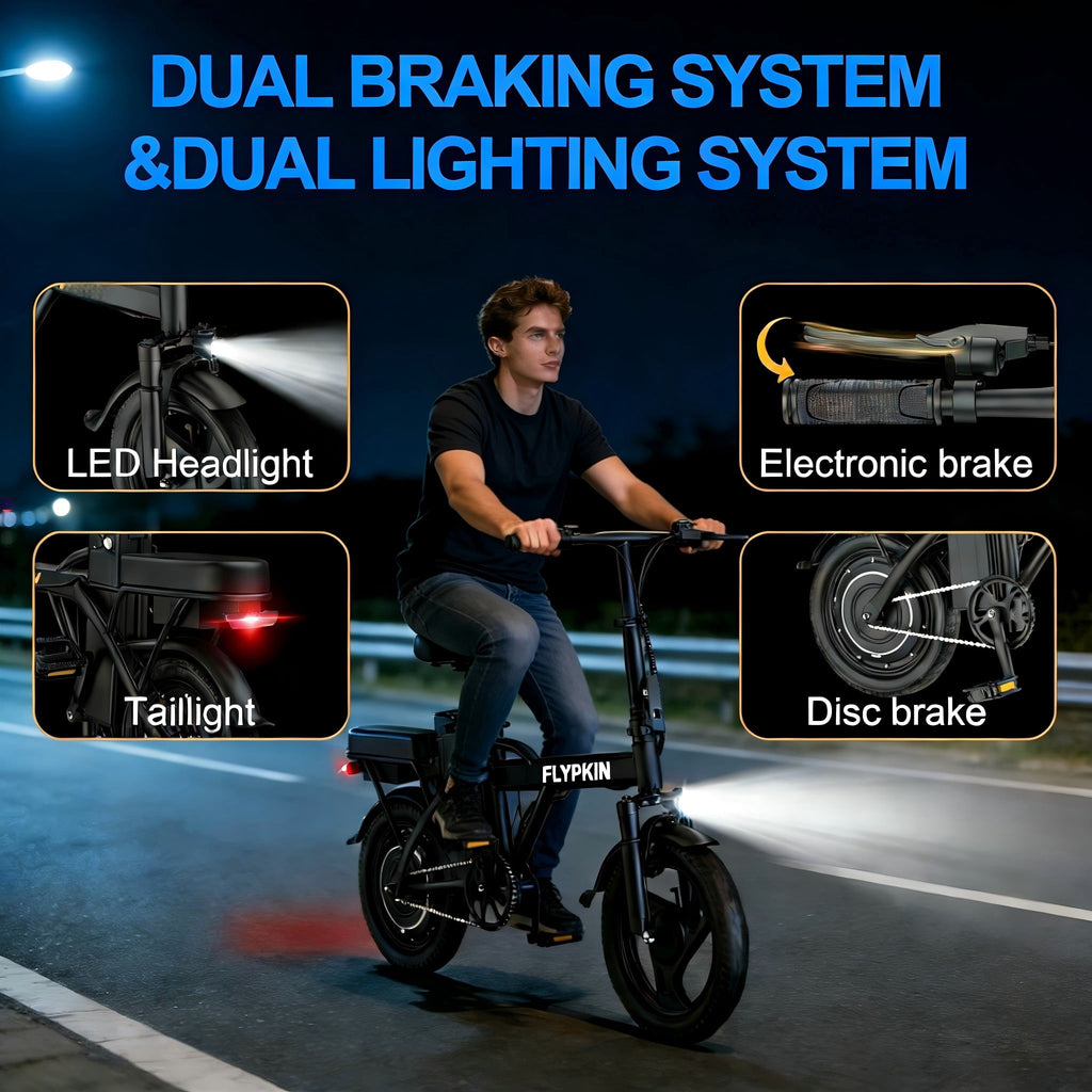 Electric Bike for Adults, 500W Motor, 20 MPH Max Speed Folding Ebike, 14 Electric Bicycles, Max 30 Miles Range (Pedal Assist Mode), Mini E Bikes Electric Bikes